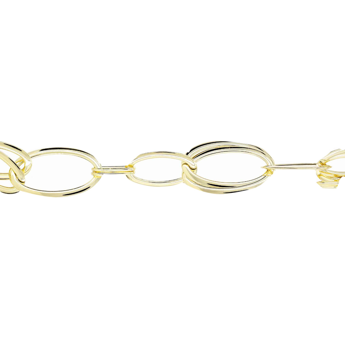 London Collection 18k Yellow Gold Single and Double Oval Link Bracelet