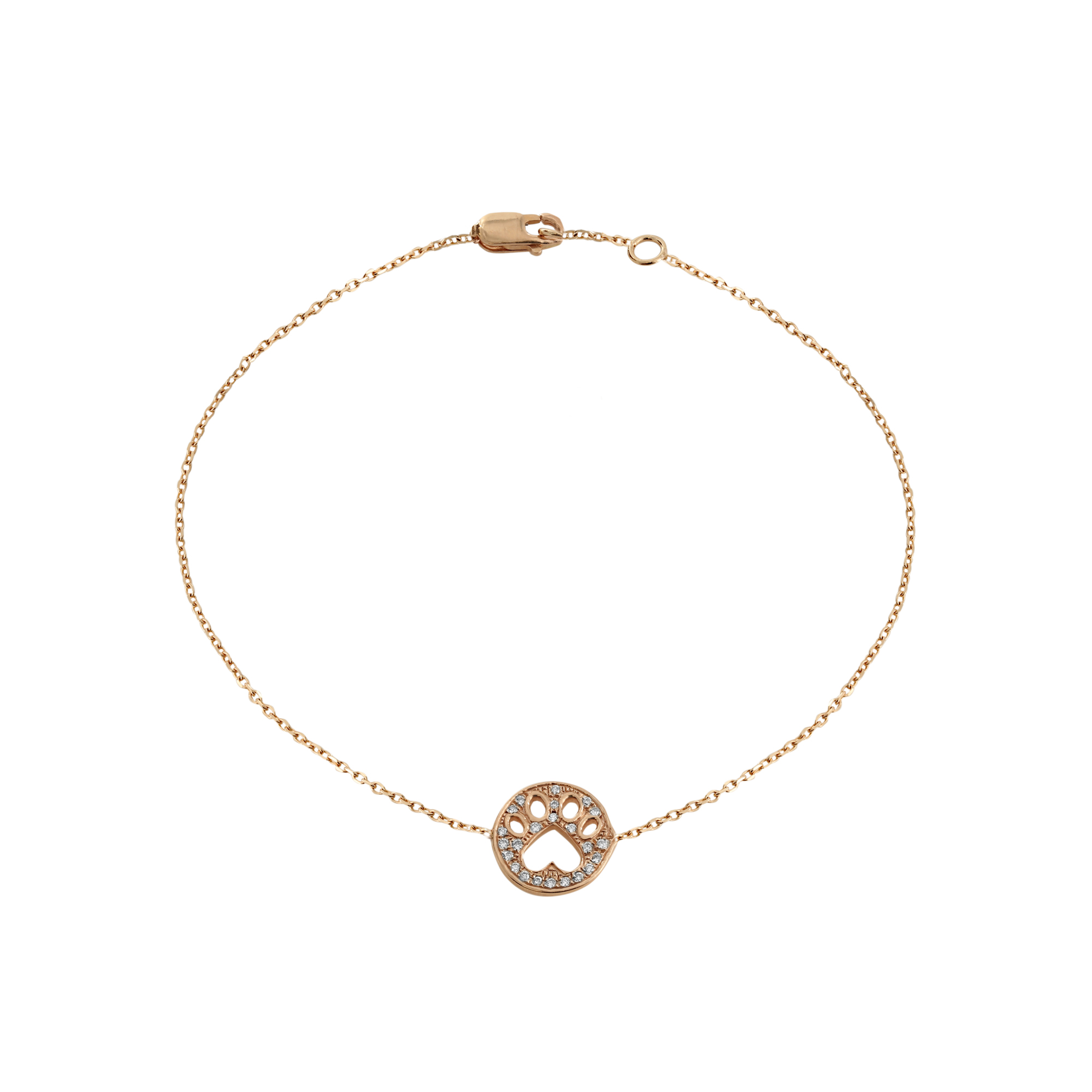 Our Cause For Paws Rose Gold Diamond Small Paw Bracelet