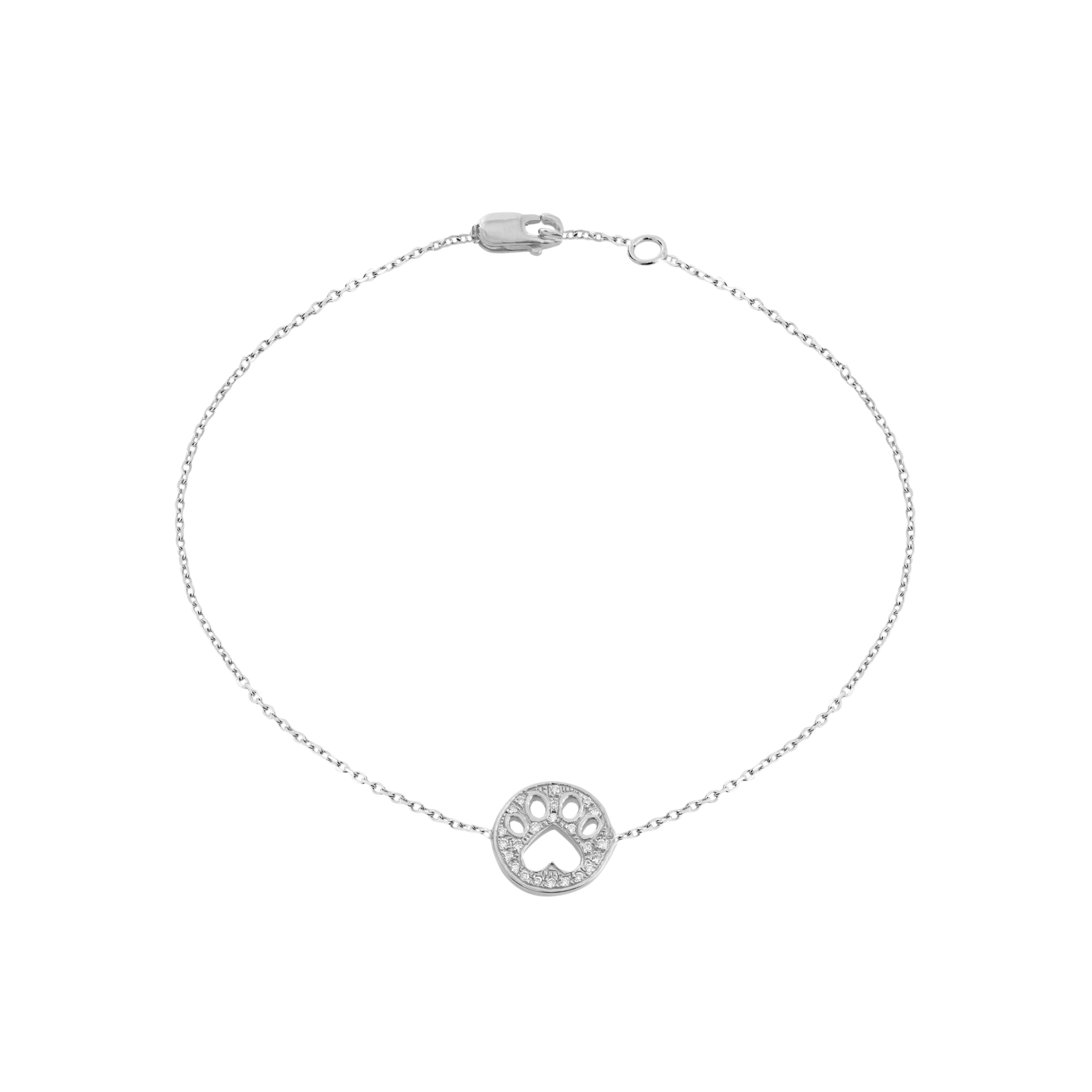 Our Cause For Paws White Gold Diamond Small Paw Bracelet