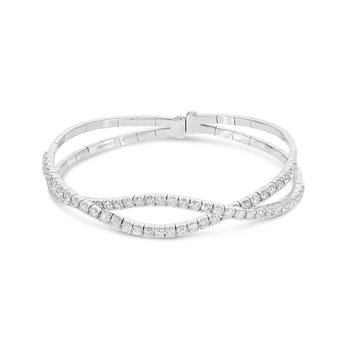 London Collection 18k White Gold Diamond Wavy Crossover Bracelet