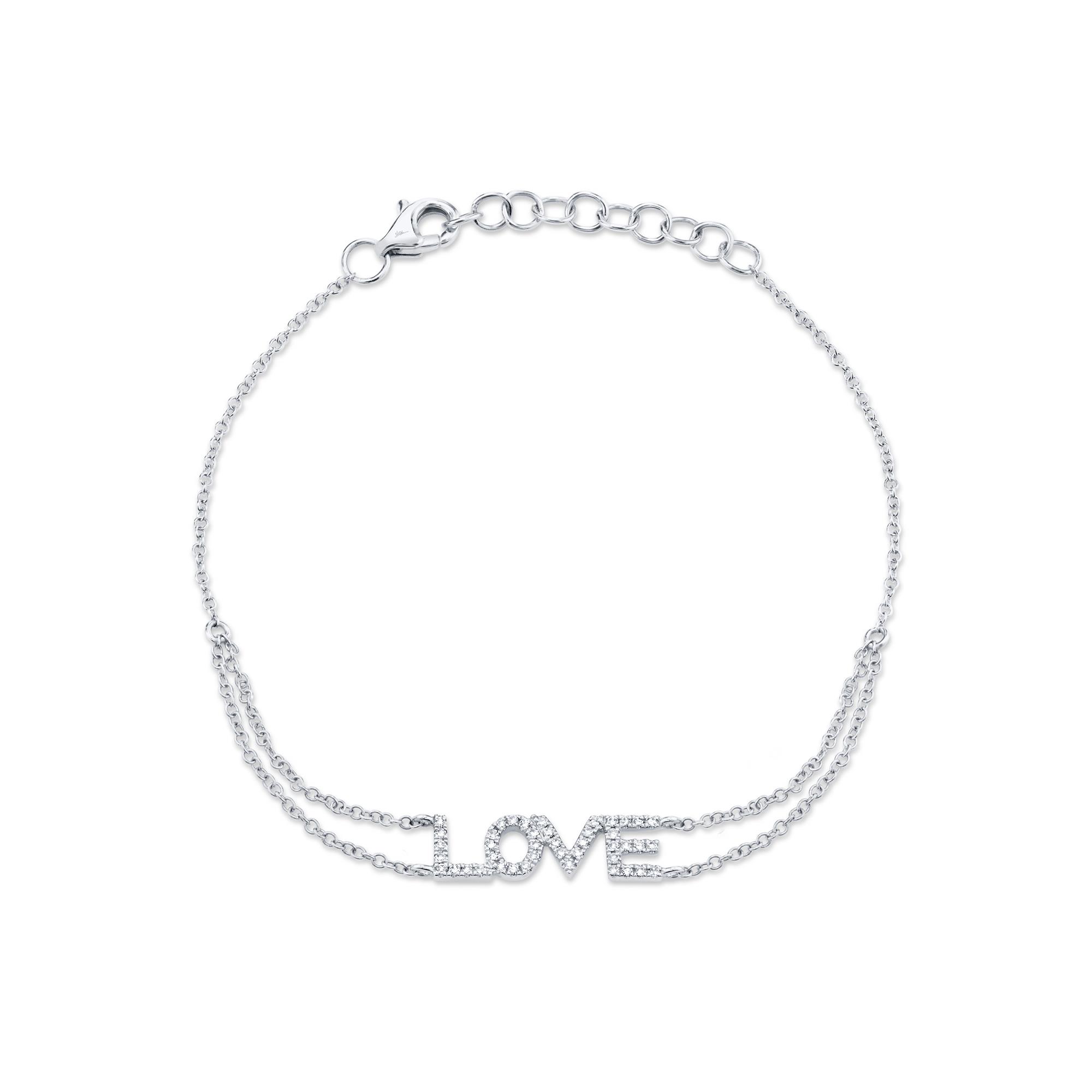 London Collection 14k White Gold Diamond Love Chain Bracelet