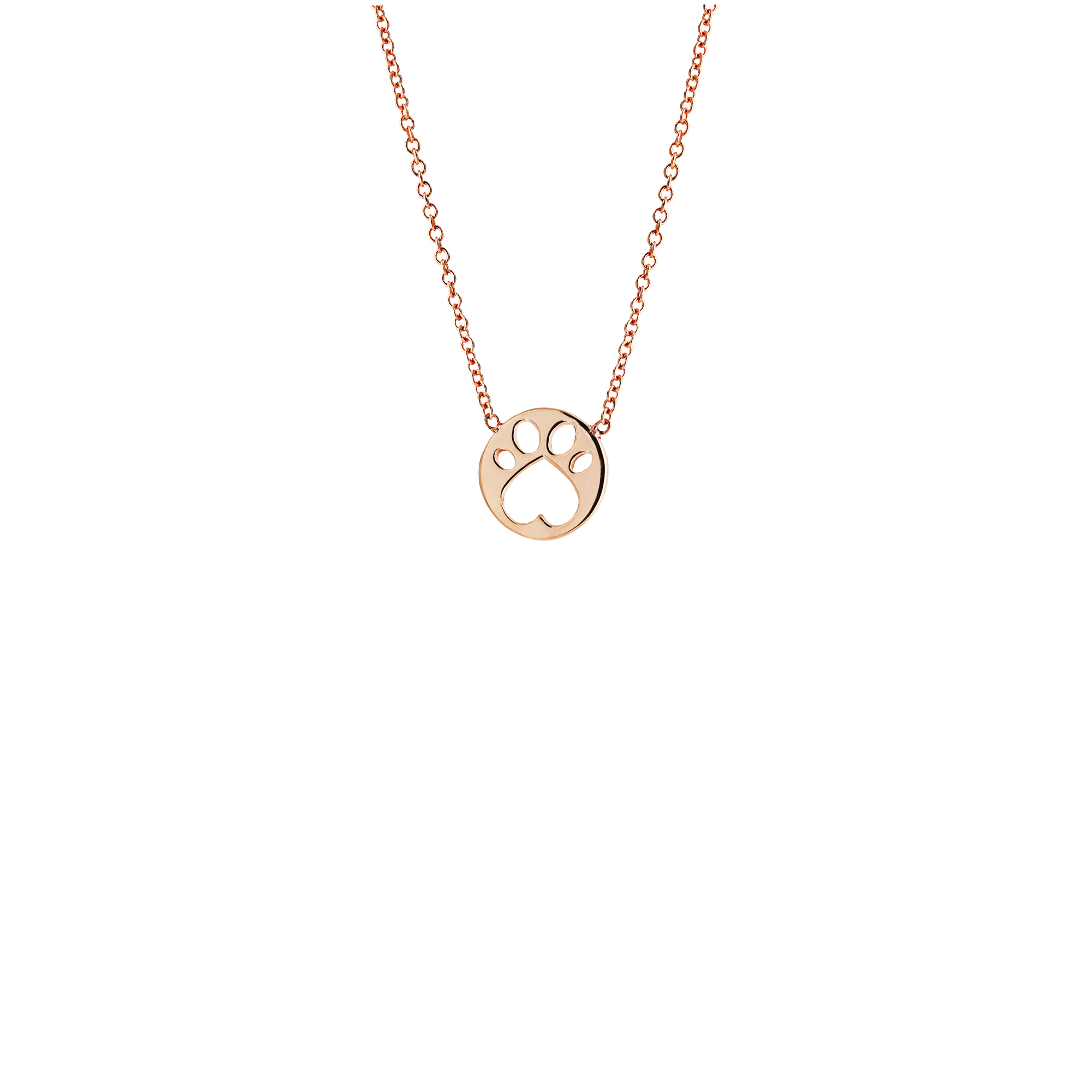 Our Cause for Paws 14k Rose Gold 17in Mini Paw Pendant Necklace