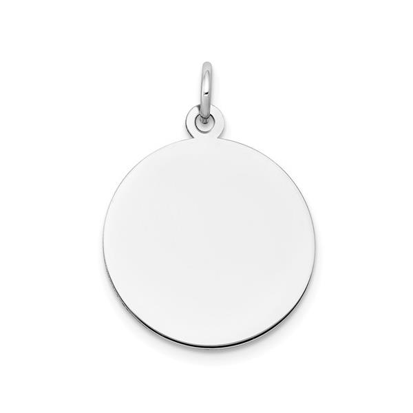 London Collection 14k White Gold Medium Plain Round Engraveable Disc Charm