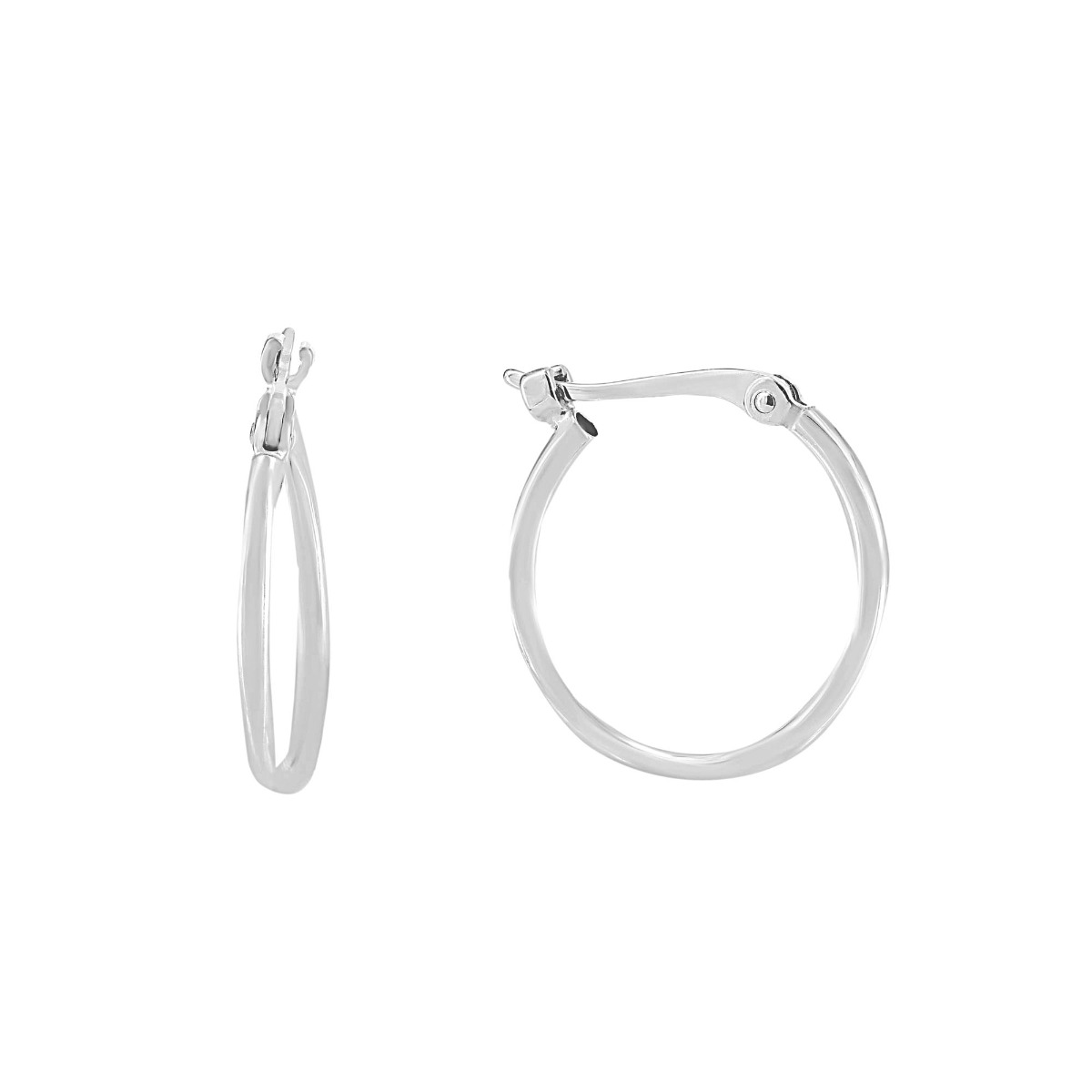 London Collection White Gold Narrow Hoop Earrings