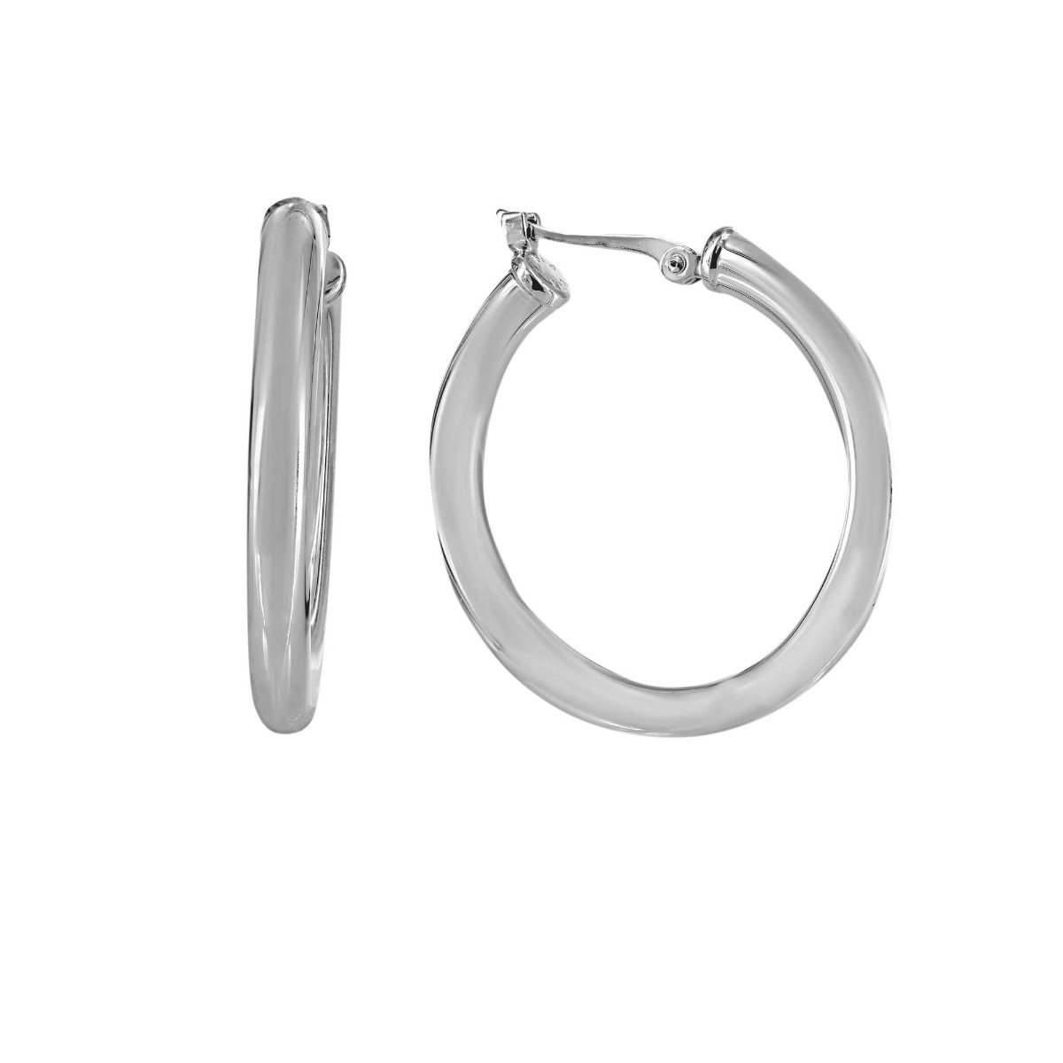 London Collection 14k Plain Tube Hoop Earrings