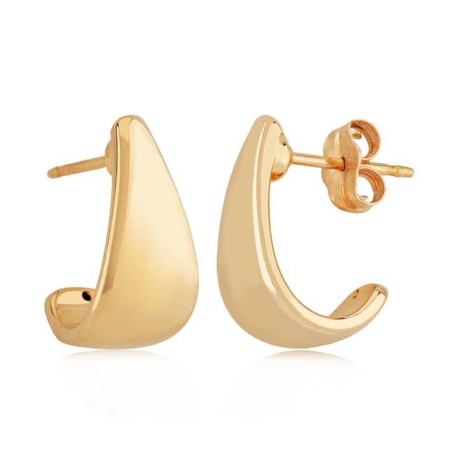 London Collection 14k Yellow Gold Wide Bottom J Hoop Earrings