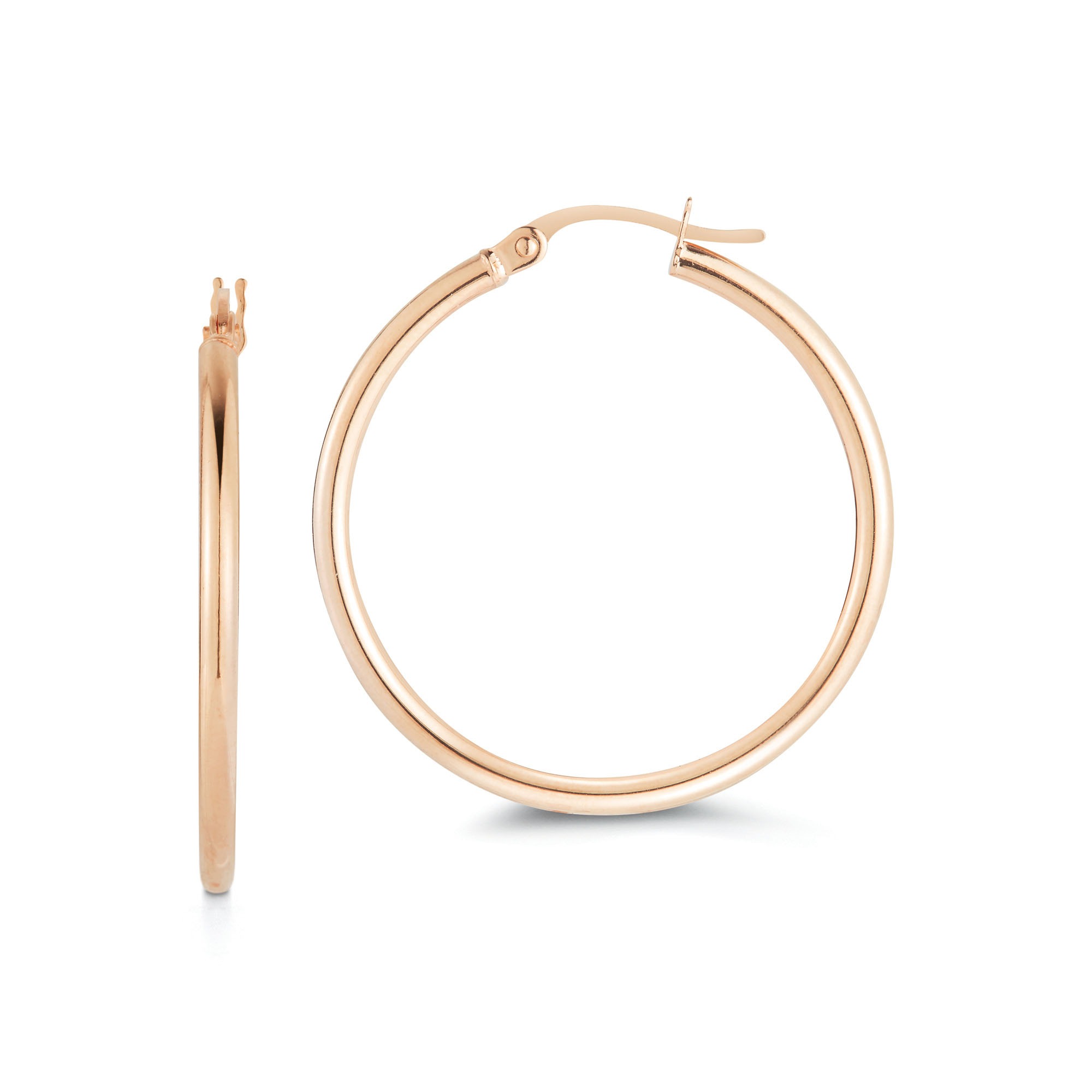 London Collection Rose Gold Small Polished Hoop Earrings