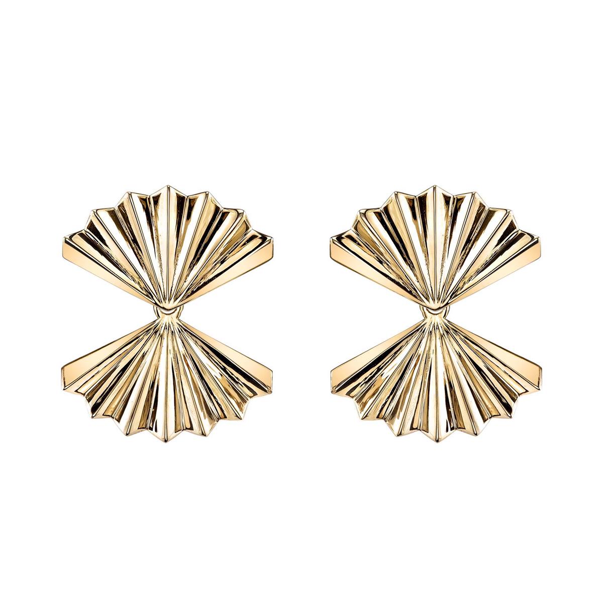 Anita Ko 18k Yellow Gold Double Fan Earrings