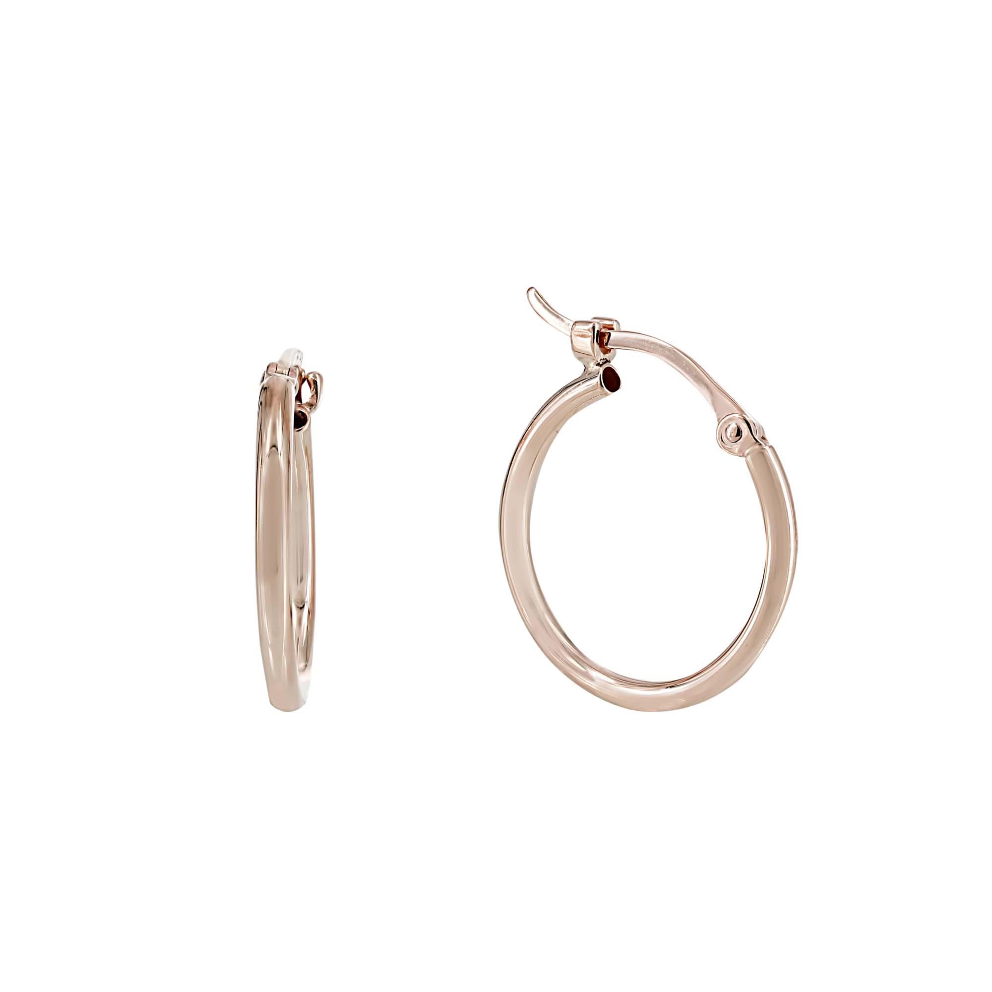 London Collection Rose Gold Tube Hoop Earrings