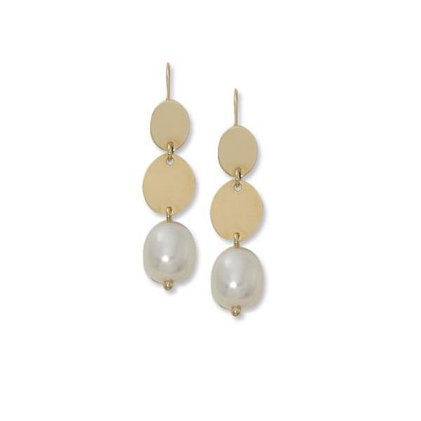 London Collection 14k Tapered Oval and Pearl Drop Earrings