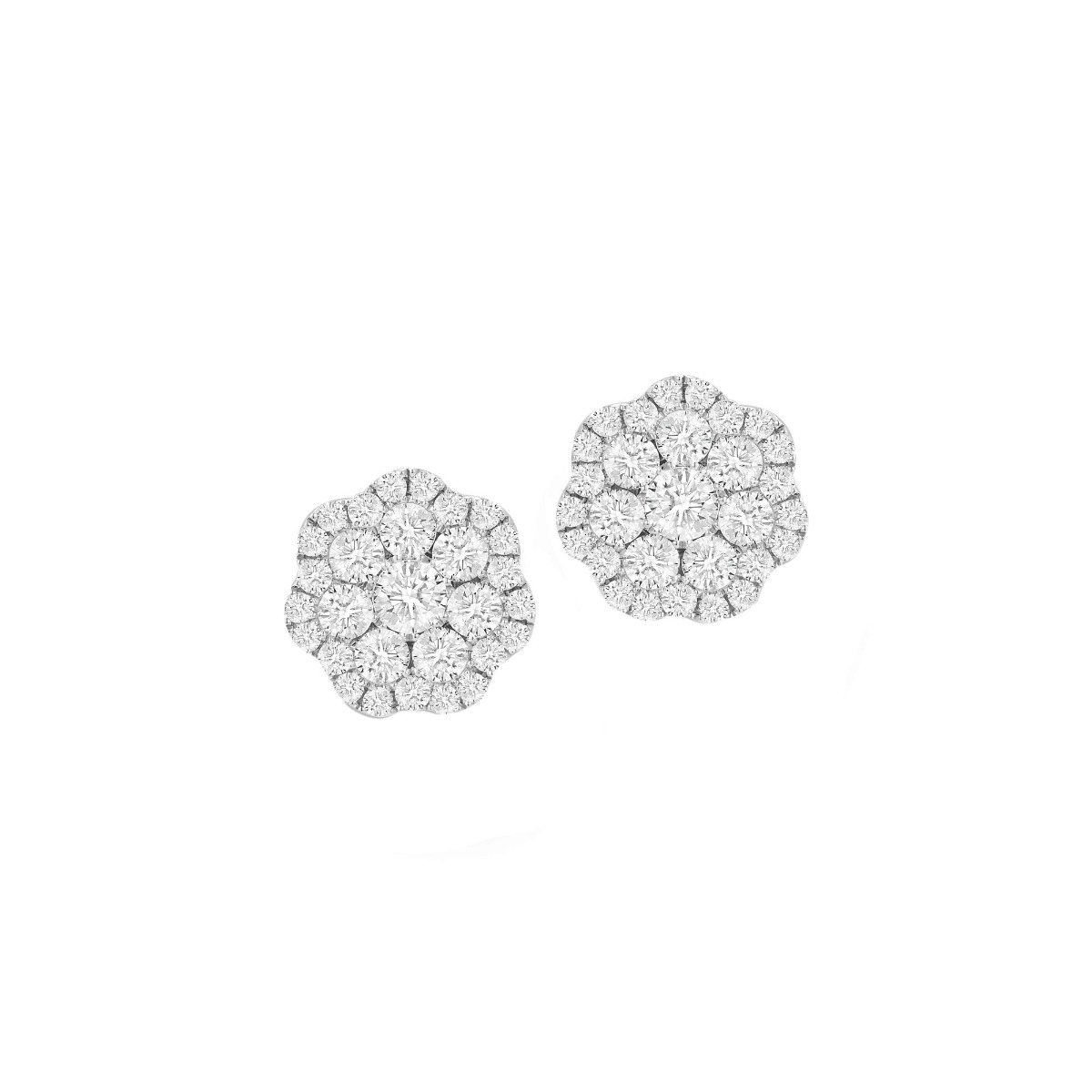 London Collection 14k Gold Medium Flower Cluster Diamond Stud Earrings