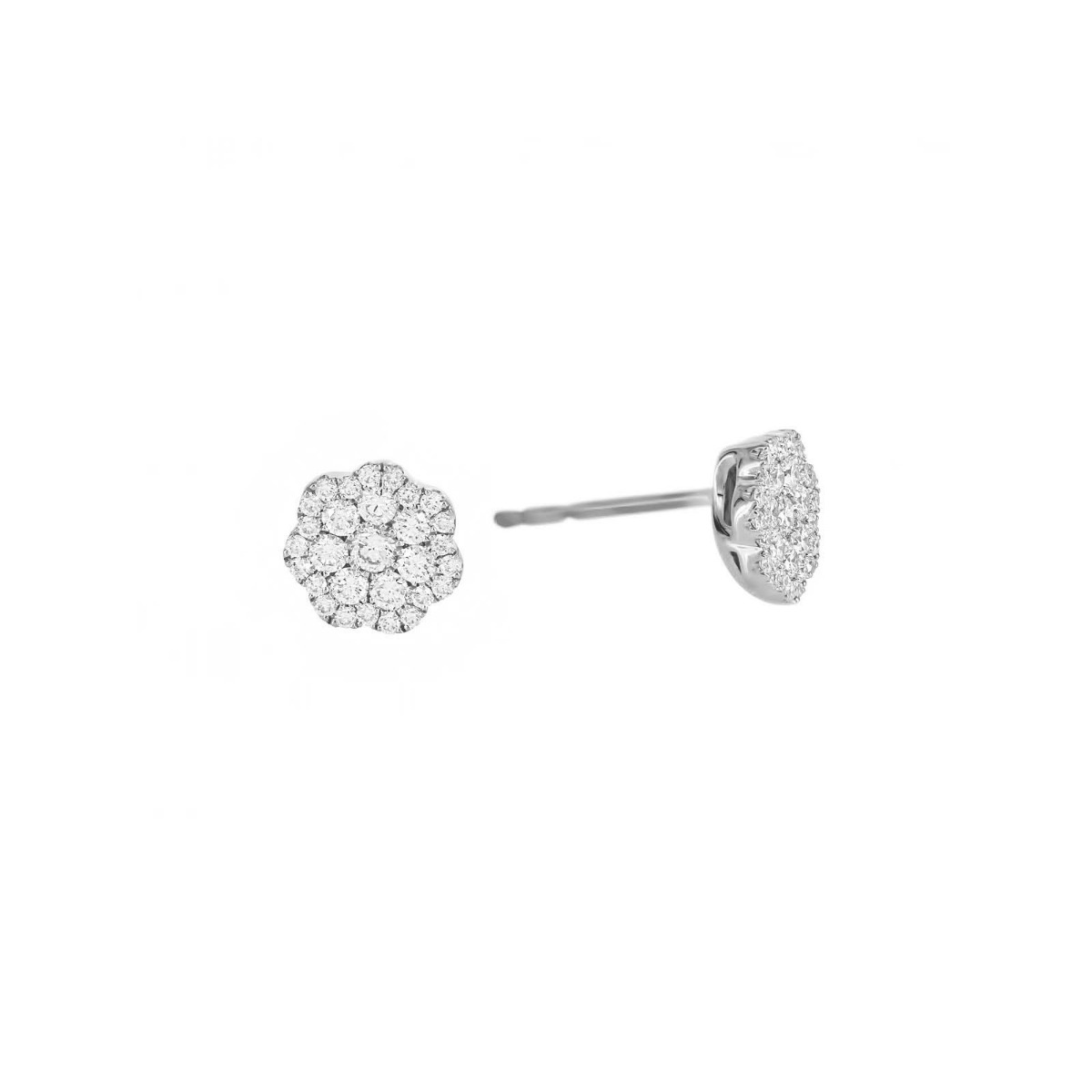 London Collection 14k Gold Small Flower Cluster Diamond Stud Earrings