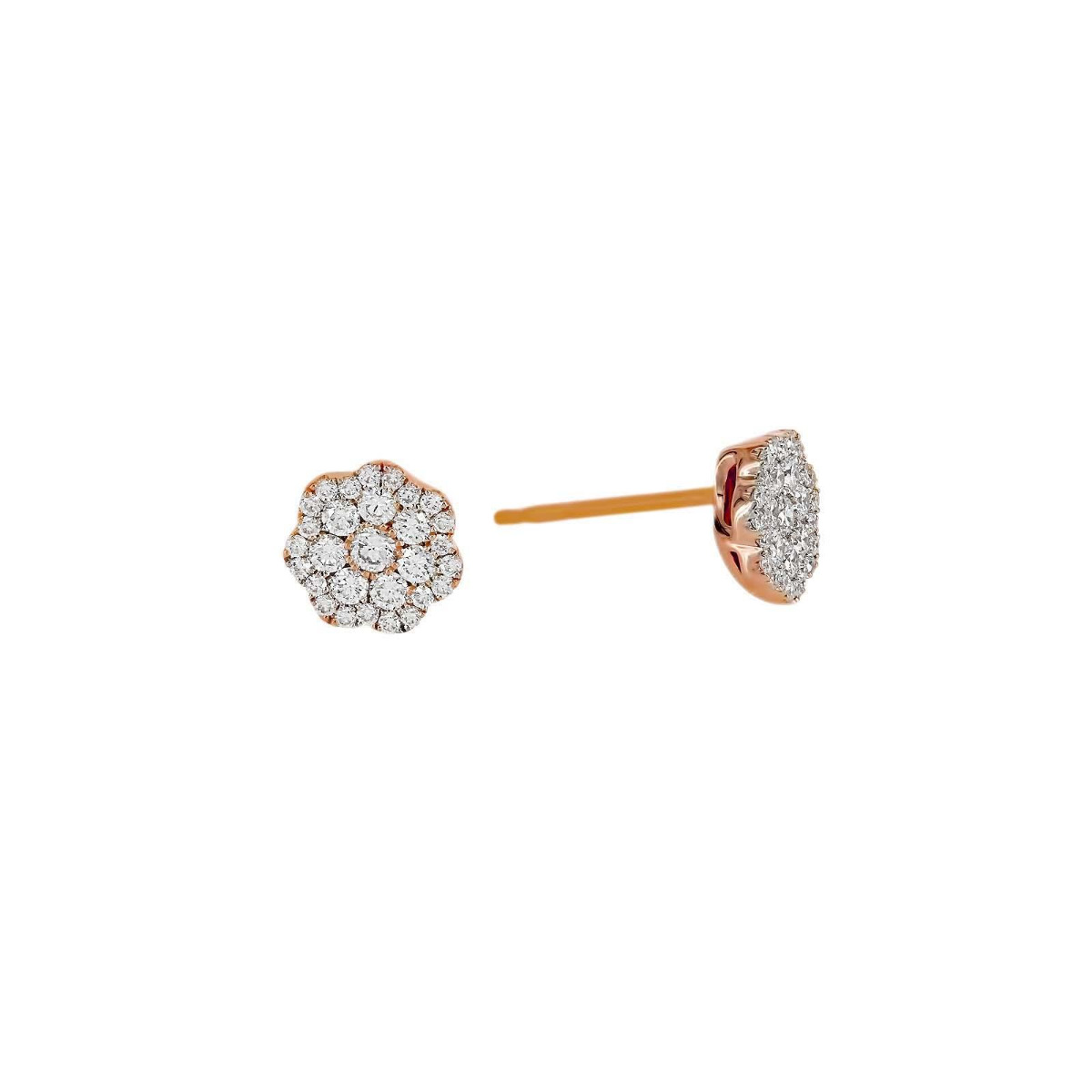 London Collection 14k Gold Small Flower Cluster Diamond Stud Earrings