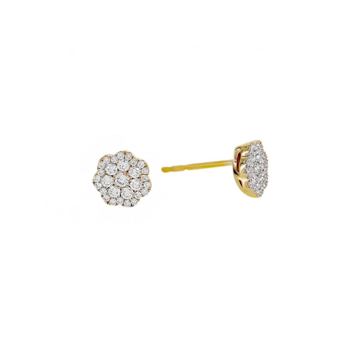 London Collection 14k Gold Small Flower Cluster Diamond Stud Earrings