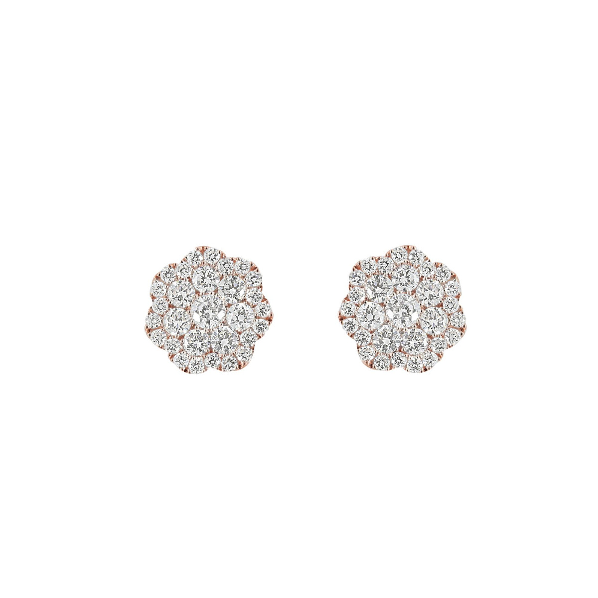 London Collection 14k Gold Medium Flower Cluster Diamond Stud Earrings