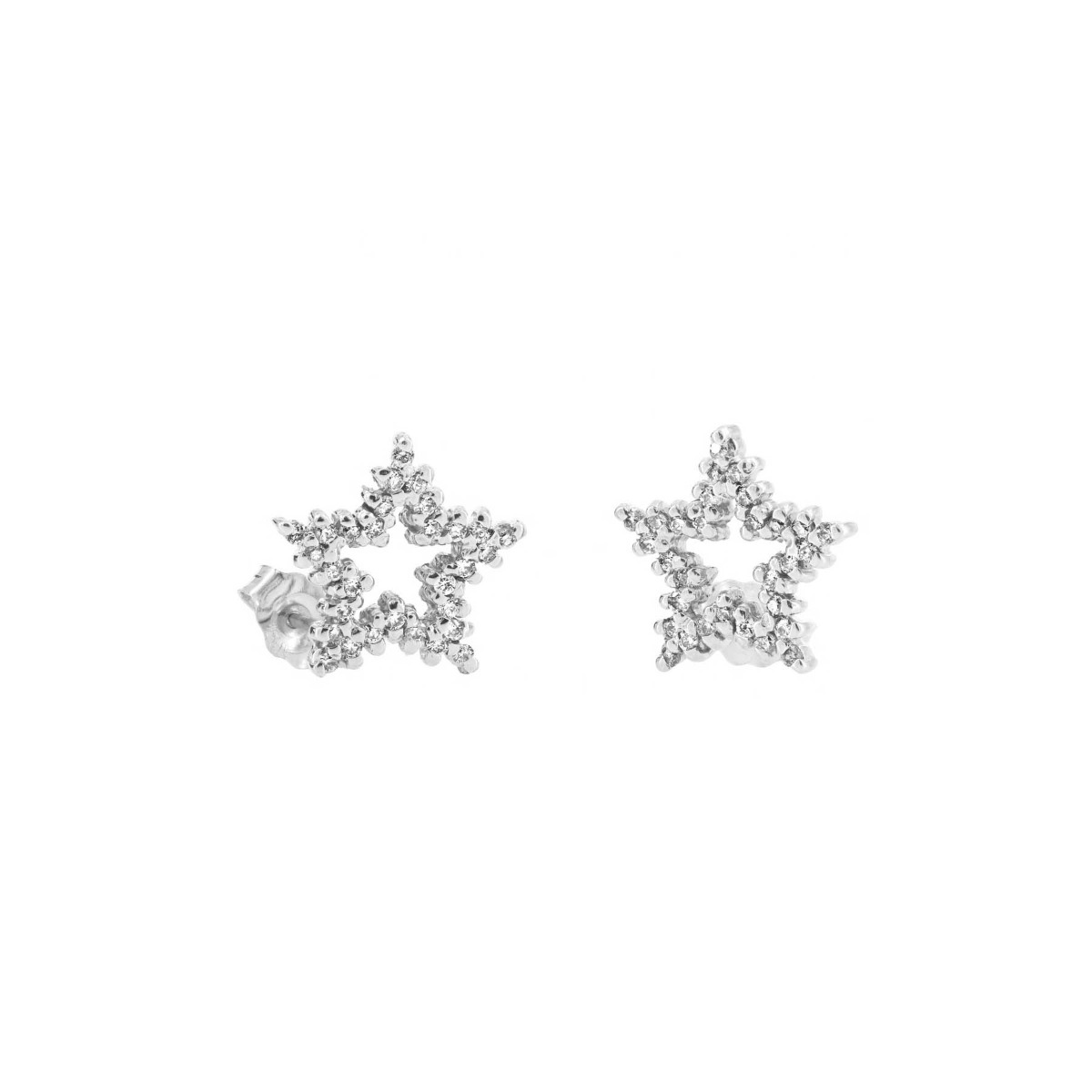 London Collection 14k White Gold Diamond Outline Star Earrings