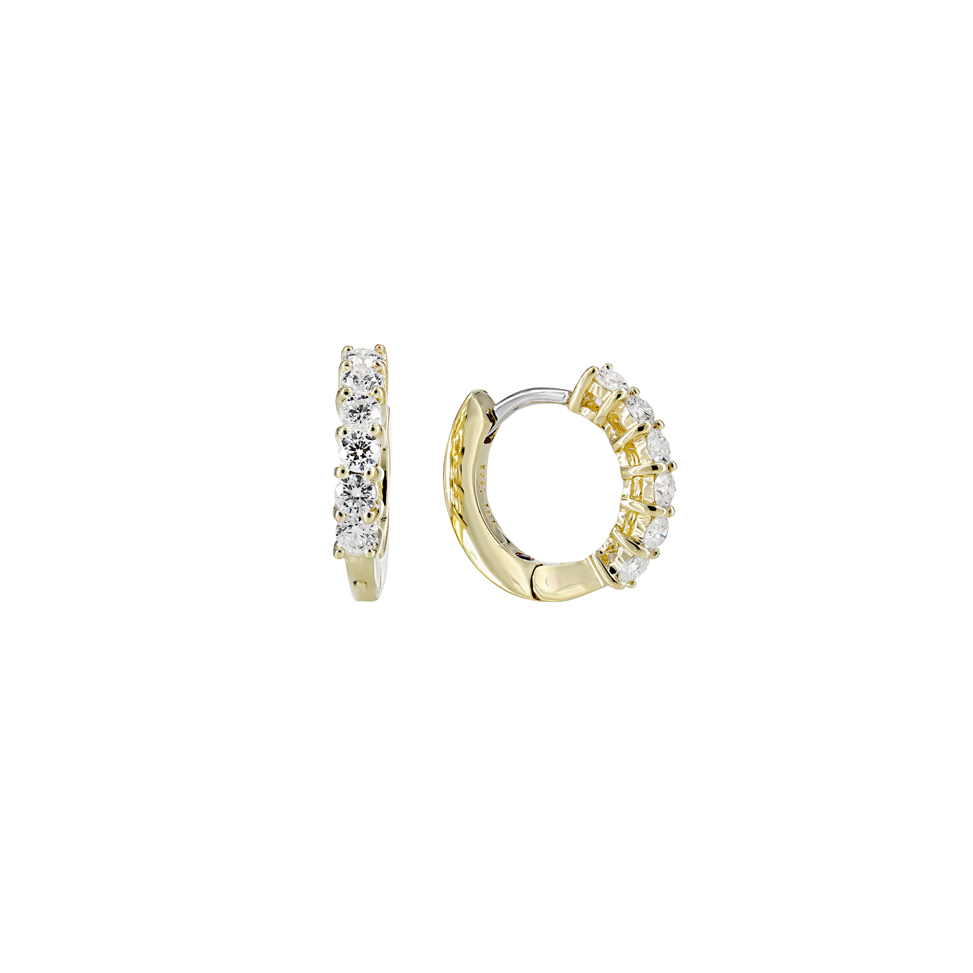 Roberto Coin 18k Single Line Diamond Hoop Earrings