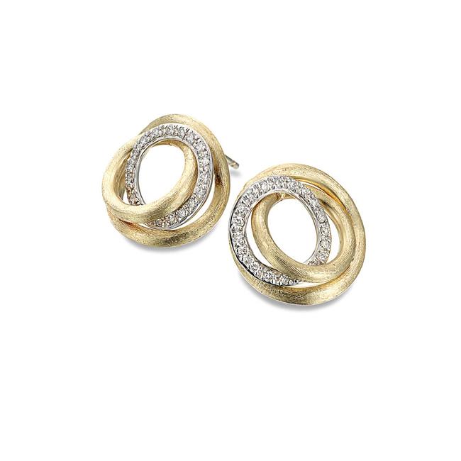 Marco Bicego Jaipur 18k Yellow and White Gold Diamond Interlocking Hoop Earrings