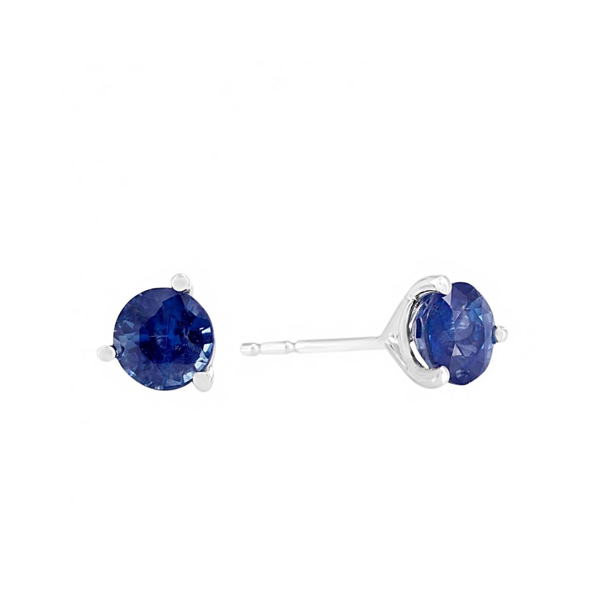 London Collection 14k Round Blue Sapphire Martini Stud Earrings