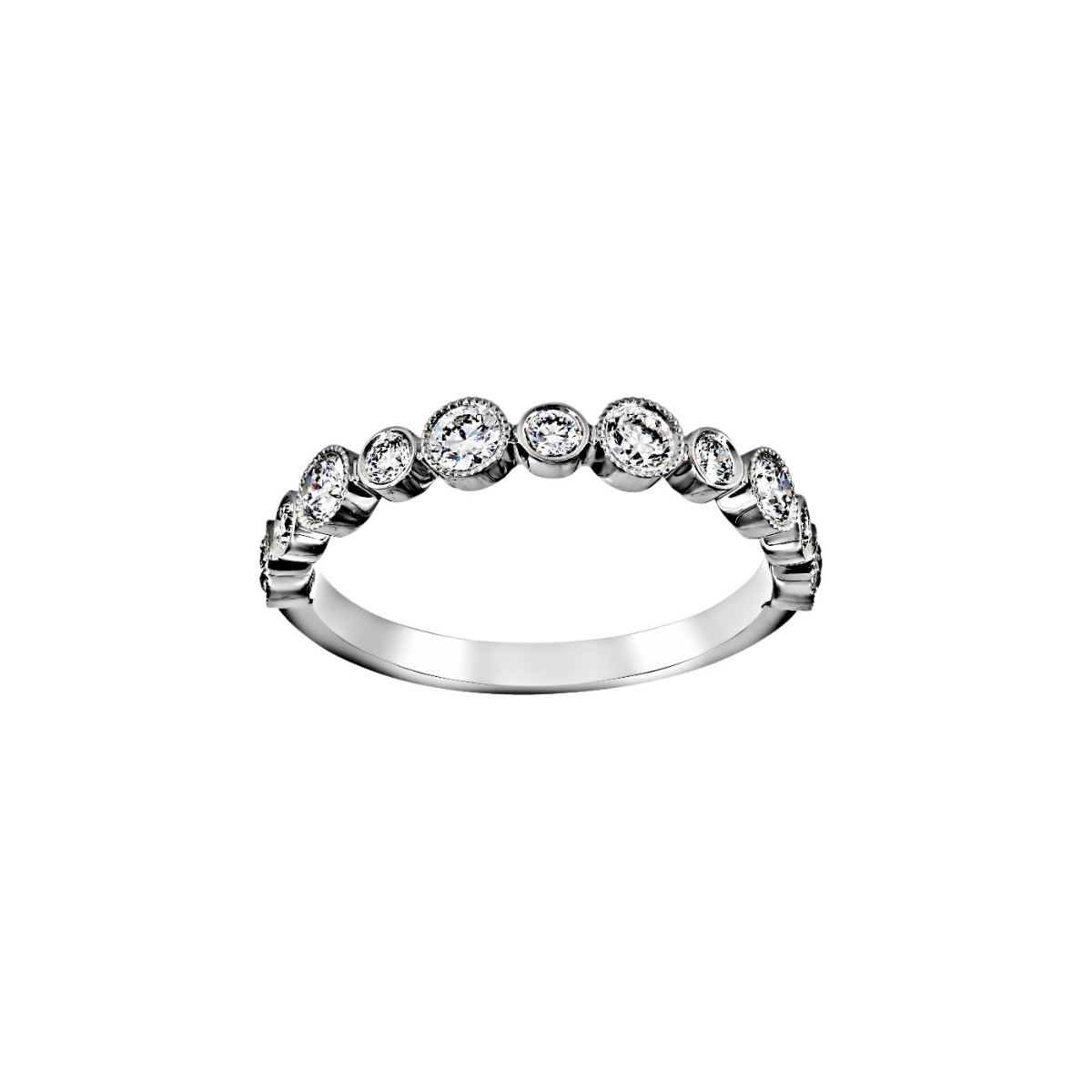 Henri Daussi Round Diamond Bezel Half Wedding Band