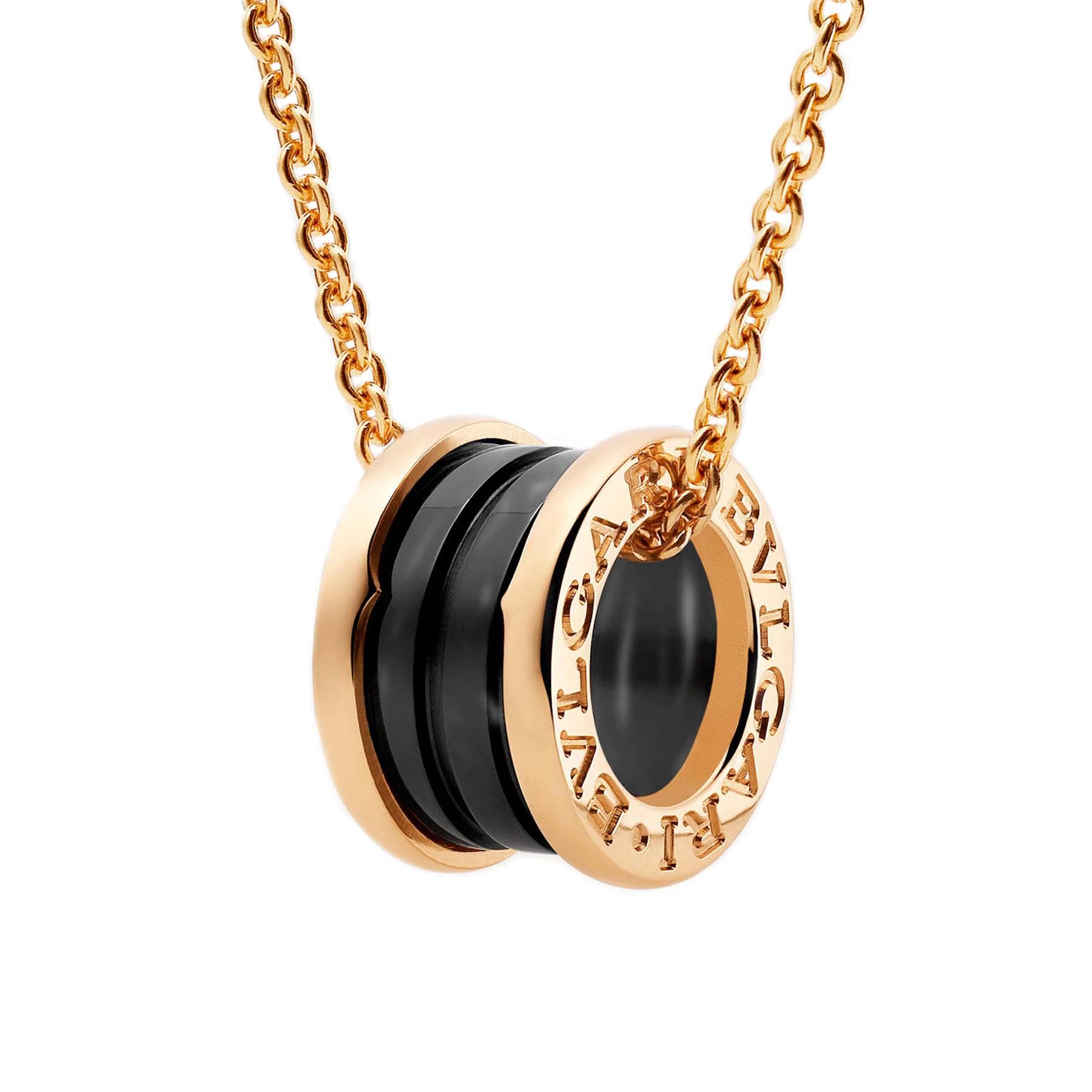 Bvlgari B.zero1 Rose Gold and Black Ceramic Pendant Necklace