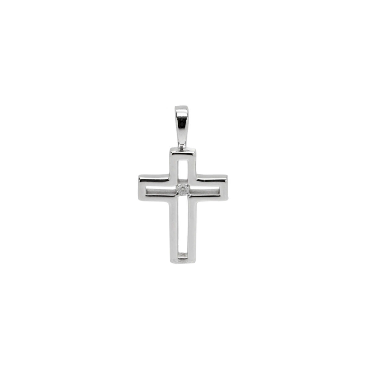 London Collection 14k Diamond Block Cross Pendant