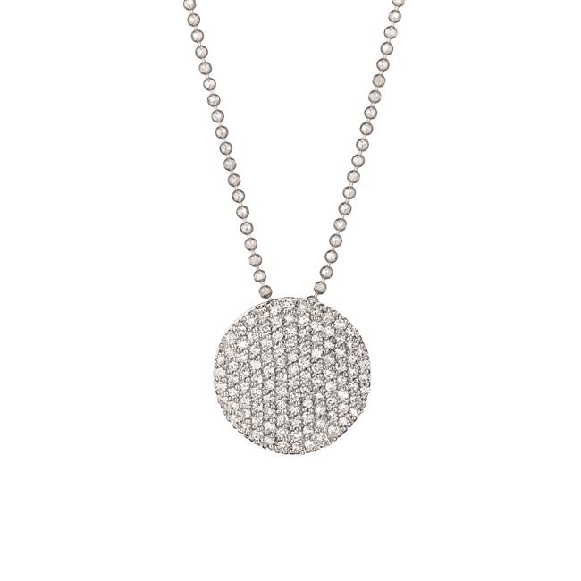 Phillips House 14k White Gold Pave Diamond Disc Necklace