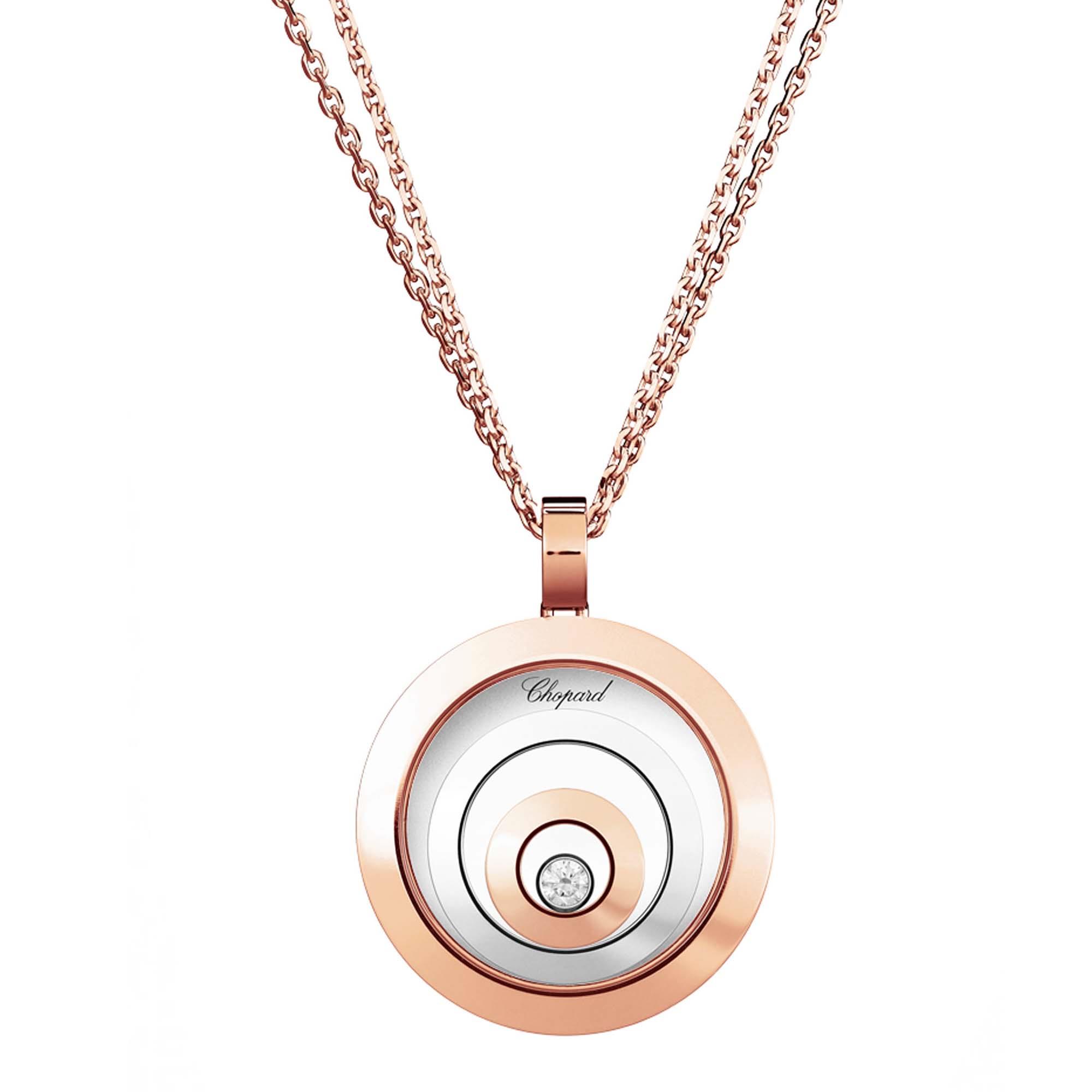 Chopard Happy Spirit 18k White and Rose Gold Diamond Pendant Necklace