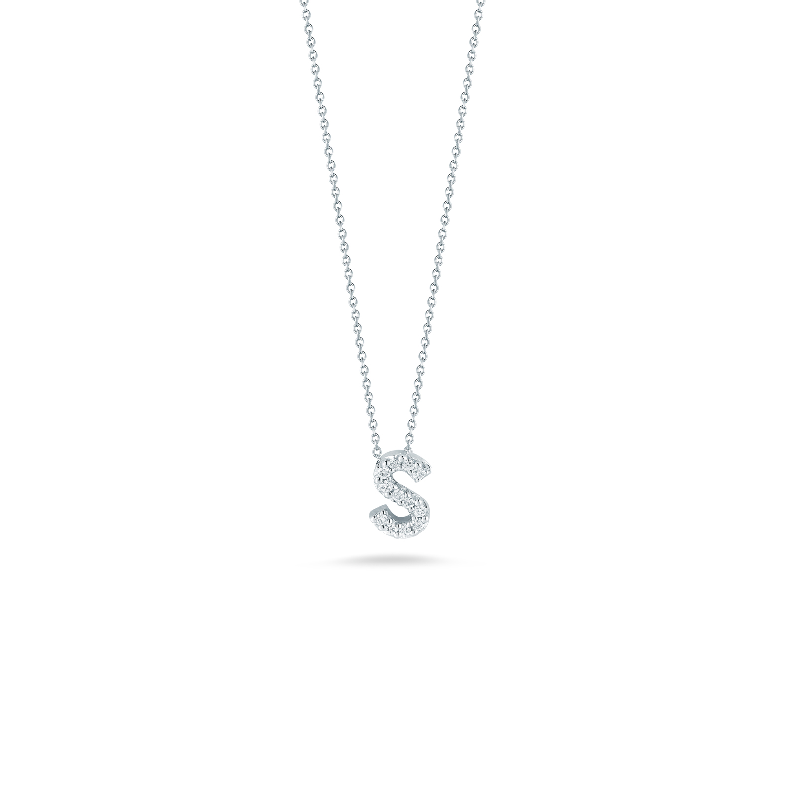 Roberto Coin Tiny Treasures 18K White Gold  Love Letter S Pendant with Diamonds