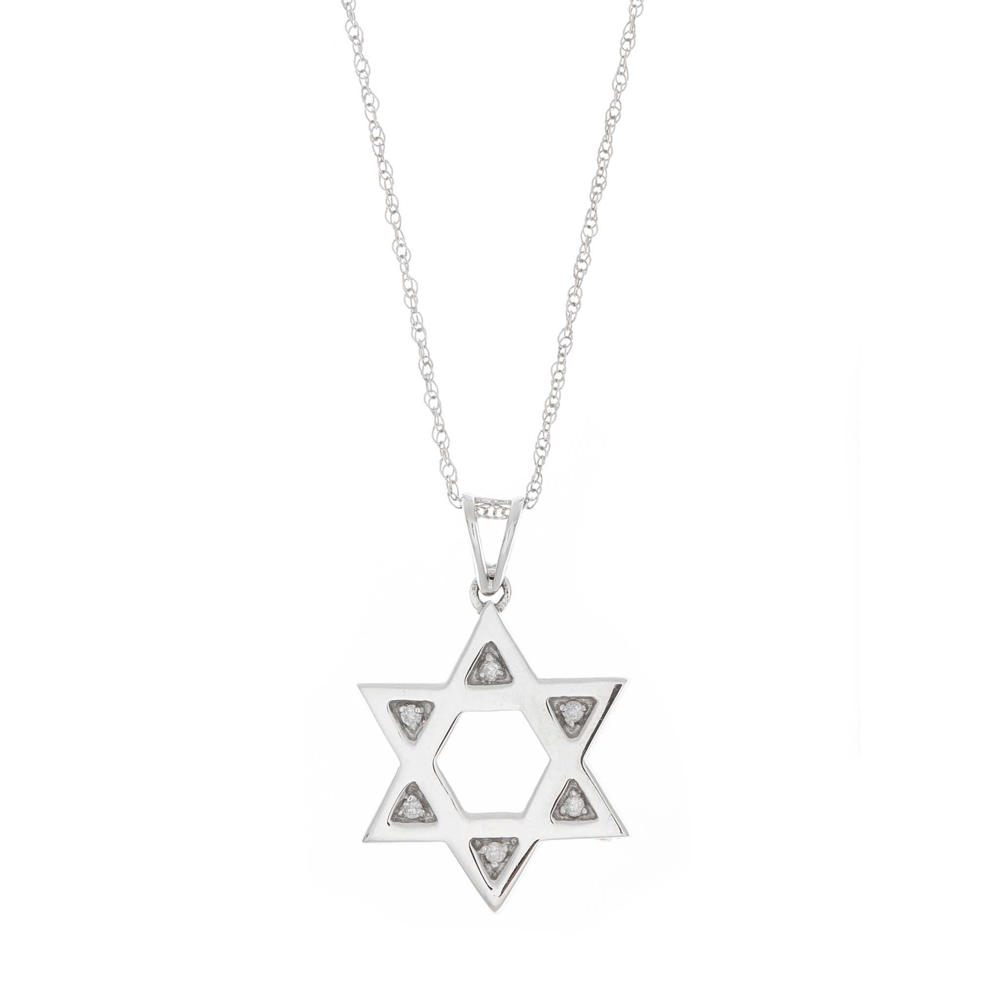 London Collection 14k White Gold Diamond Star Of David Pendant