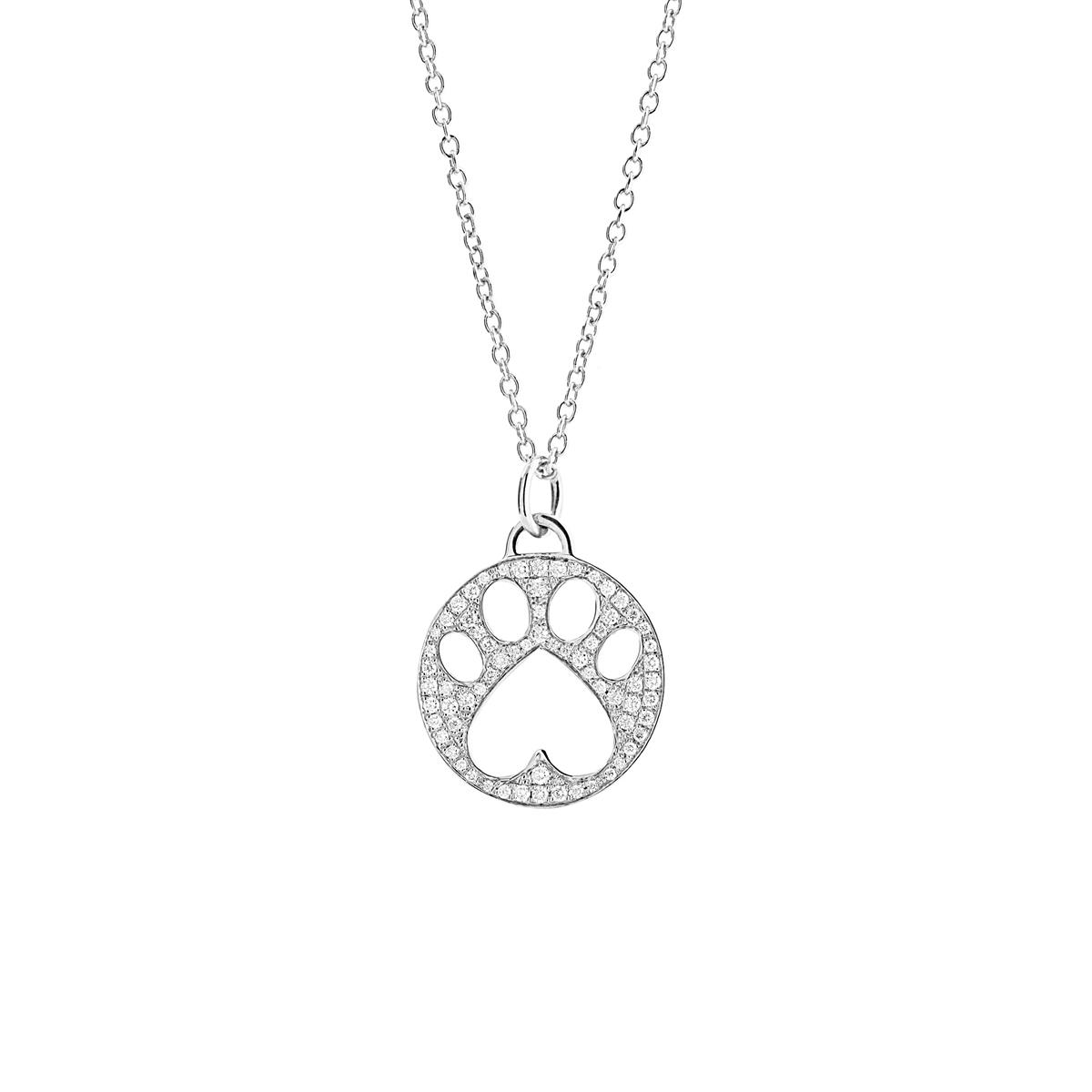 Our Cause for Paws 14k Diamond Paw Pendant Necklace