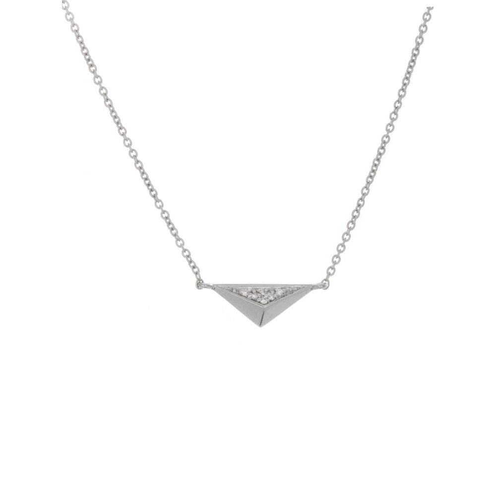 London Collection 14k White Gold Chevron Diamond Pendant Necklace