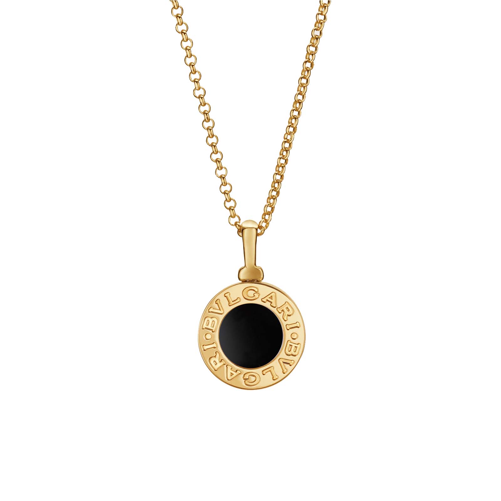 Bvlgari Bvlgari Yellow Gold Onyx Pendant Necklace