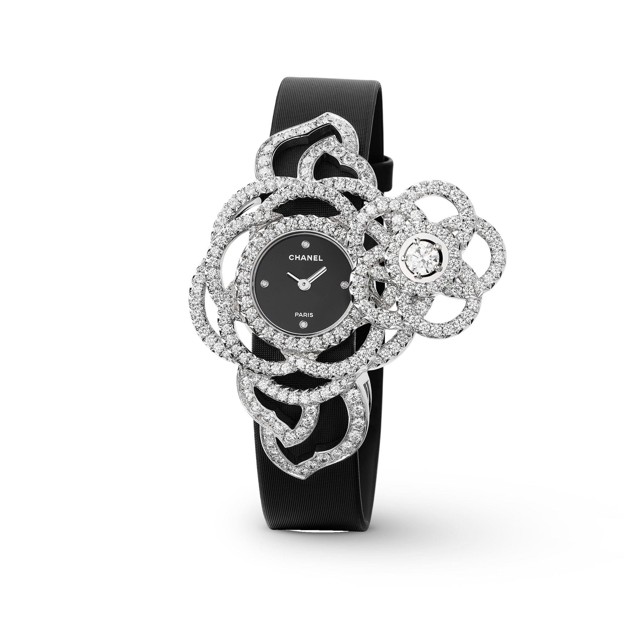 CHANEL Camelia 18k White Gold Diamond Watch