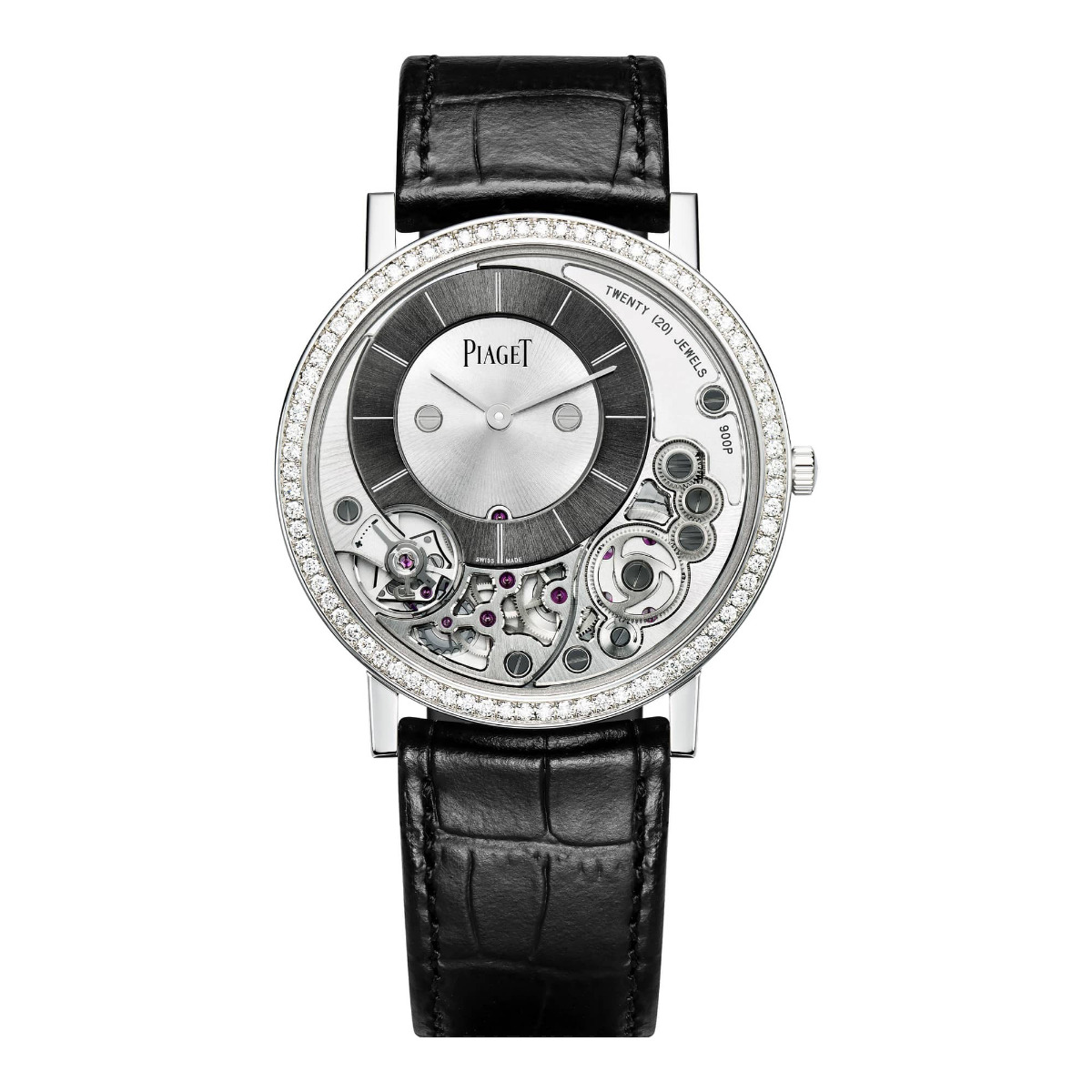 Piaget Altiplano 18k White Gold 38mm Diamond Bezel Skeleton Dial Watch