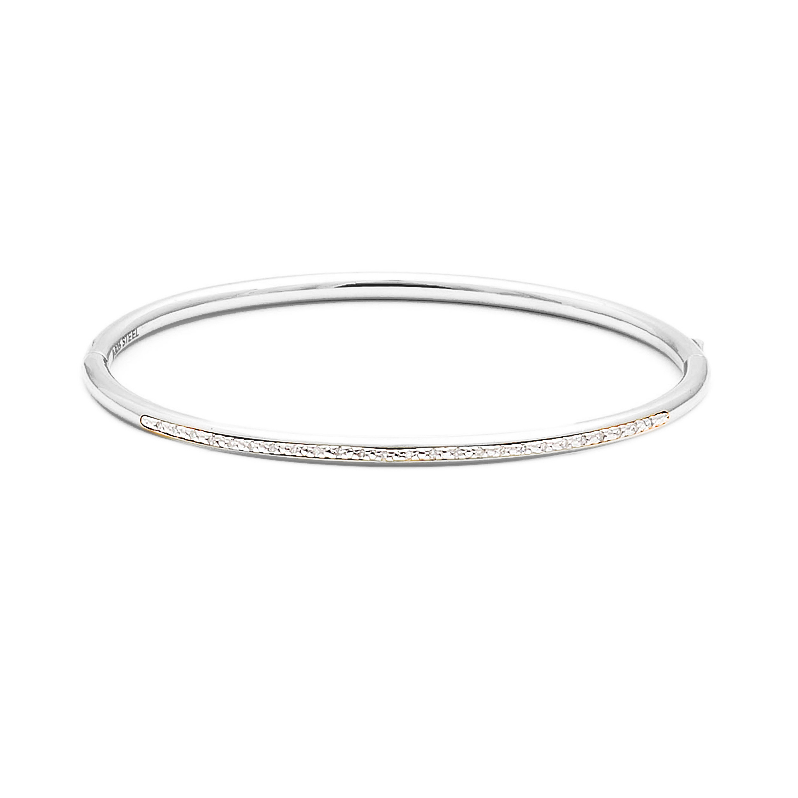 London Collection Stainless Steel and Pave Diamond Bangle