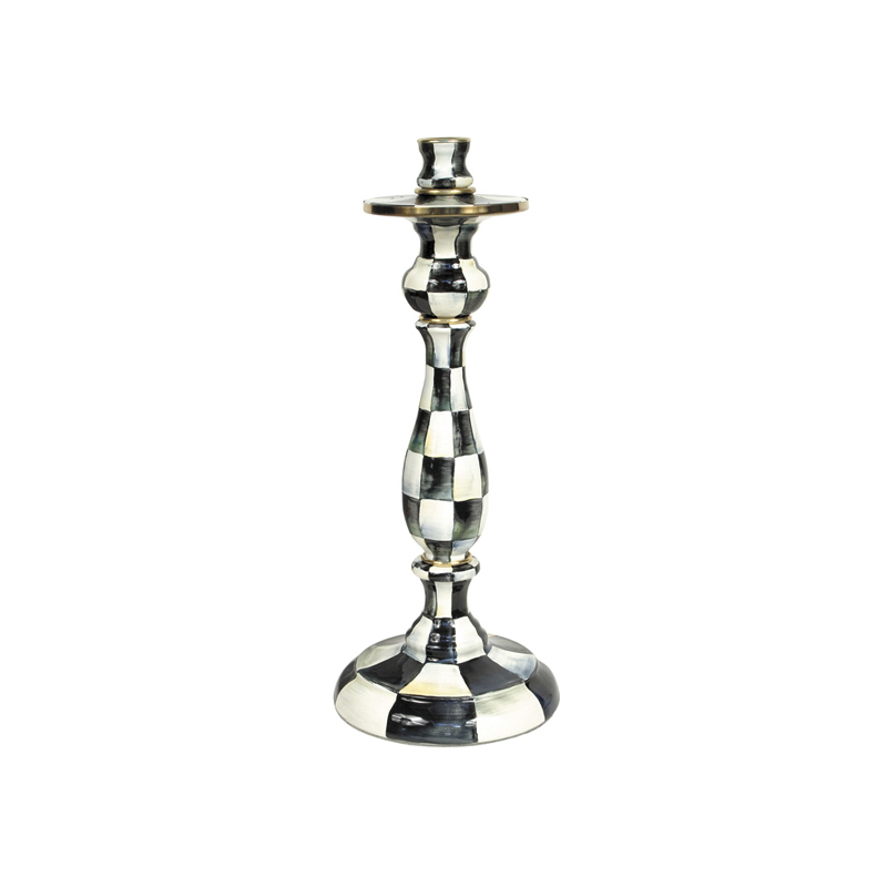 MacKenzie-Childs Courtly Check Large Enamel Candlestick