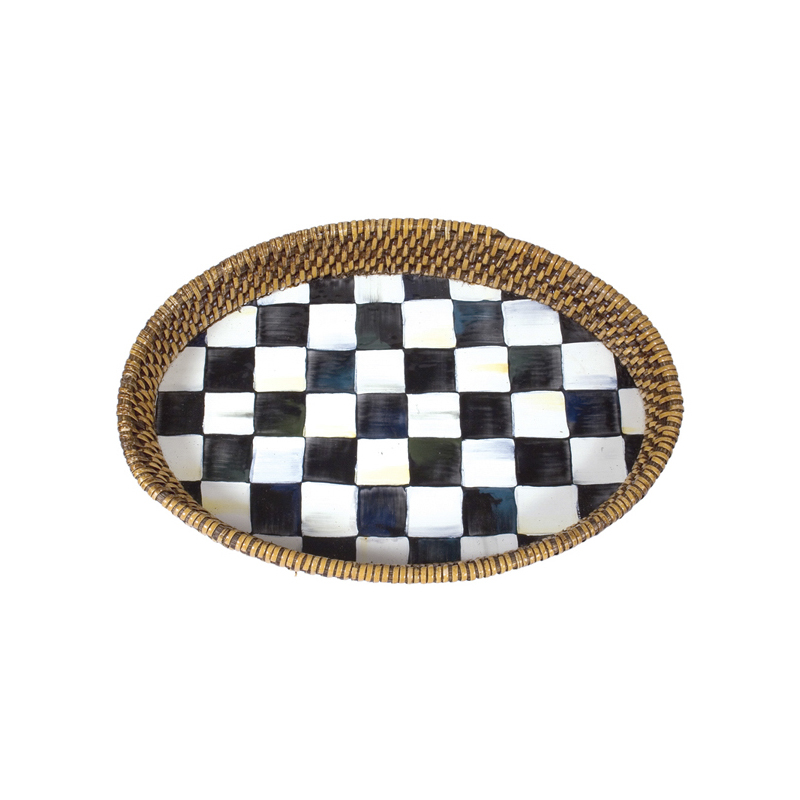 MacKenzie-Childs Courtly Check Small Rattan Tray