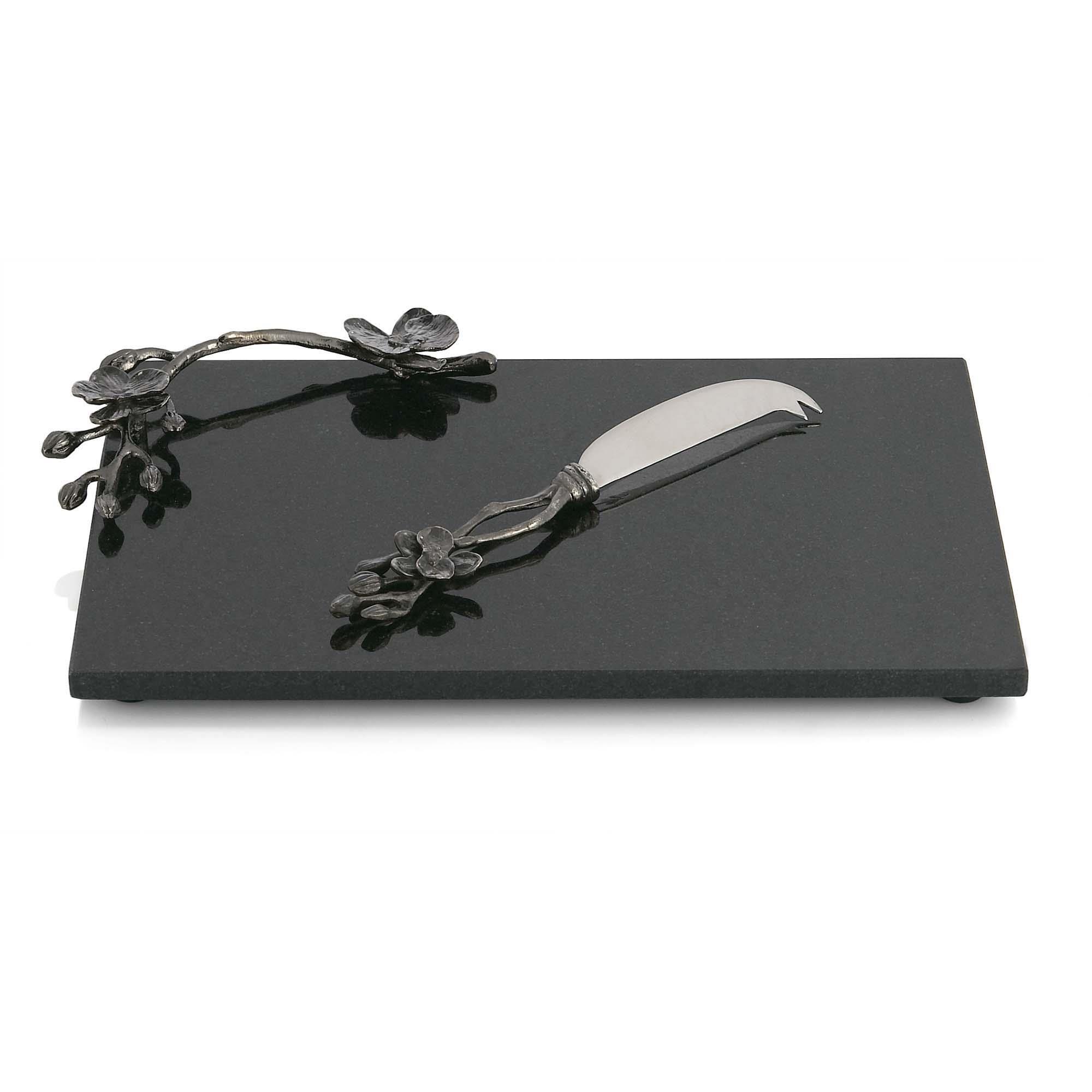 Michael Aram Black Orchid Small Cheese Board with Knife