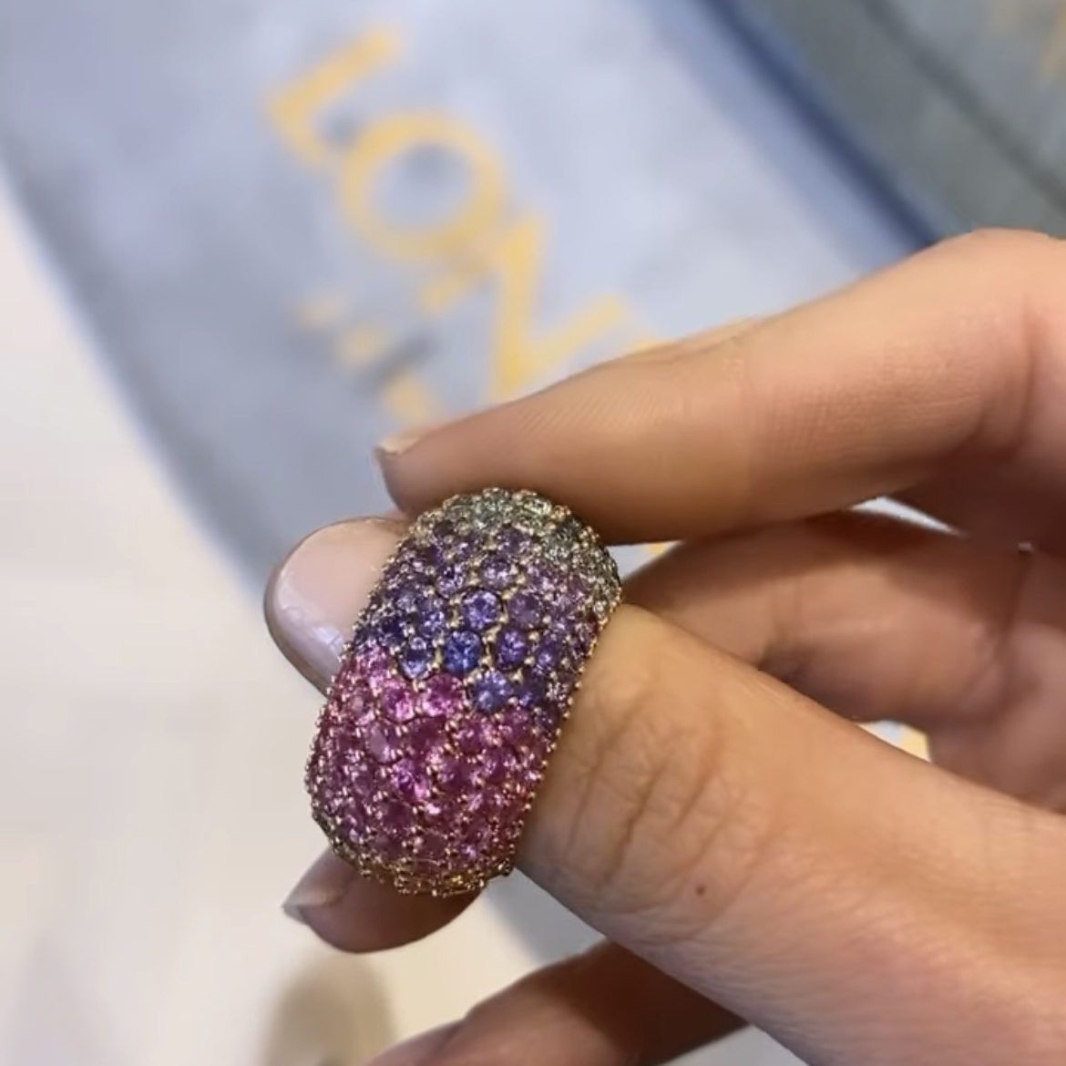 Ringing in Thanksgiving with our rainbow bombe bespoke ring