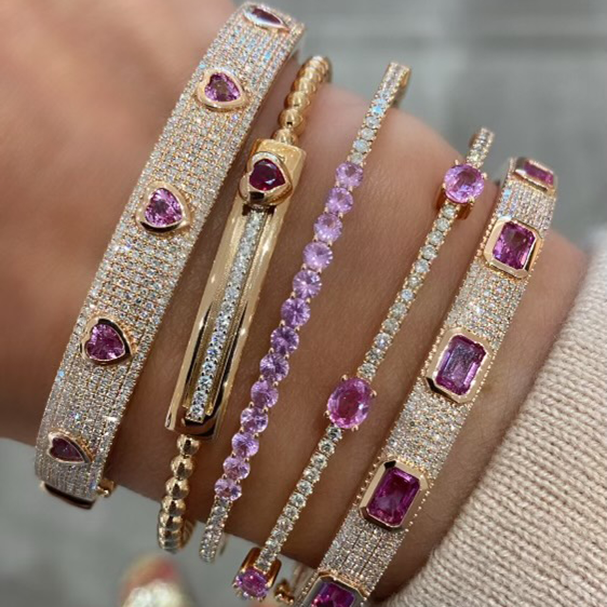 A Pink Sapphire and Rose Gold Stack