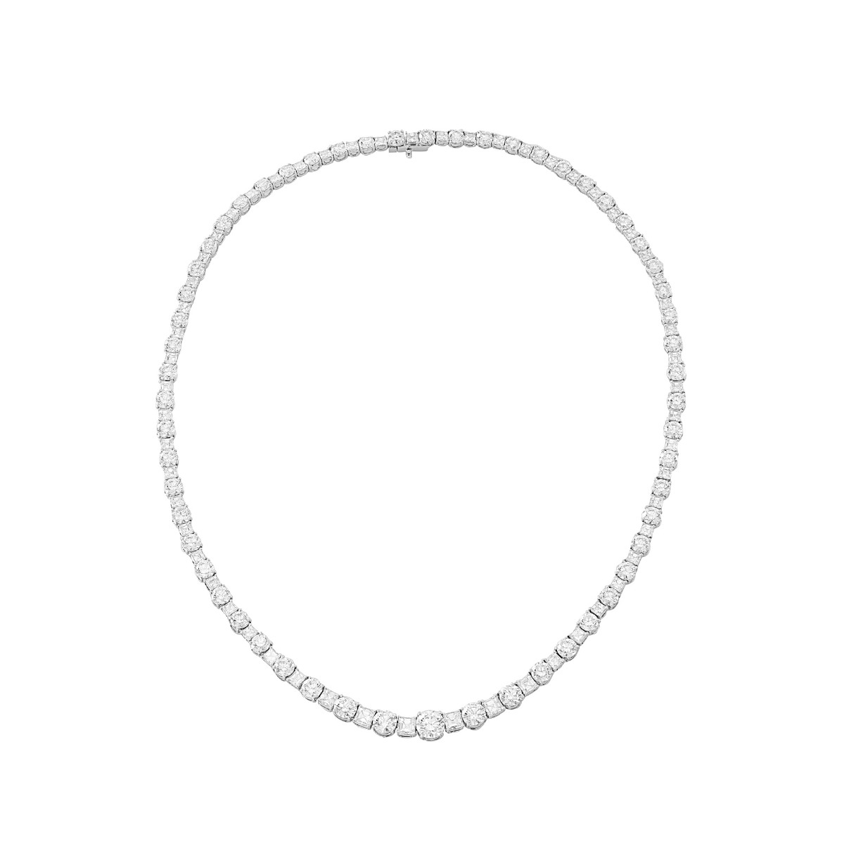 London Collection Platinum Round and Emerald Diamond Necklace