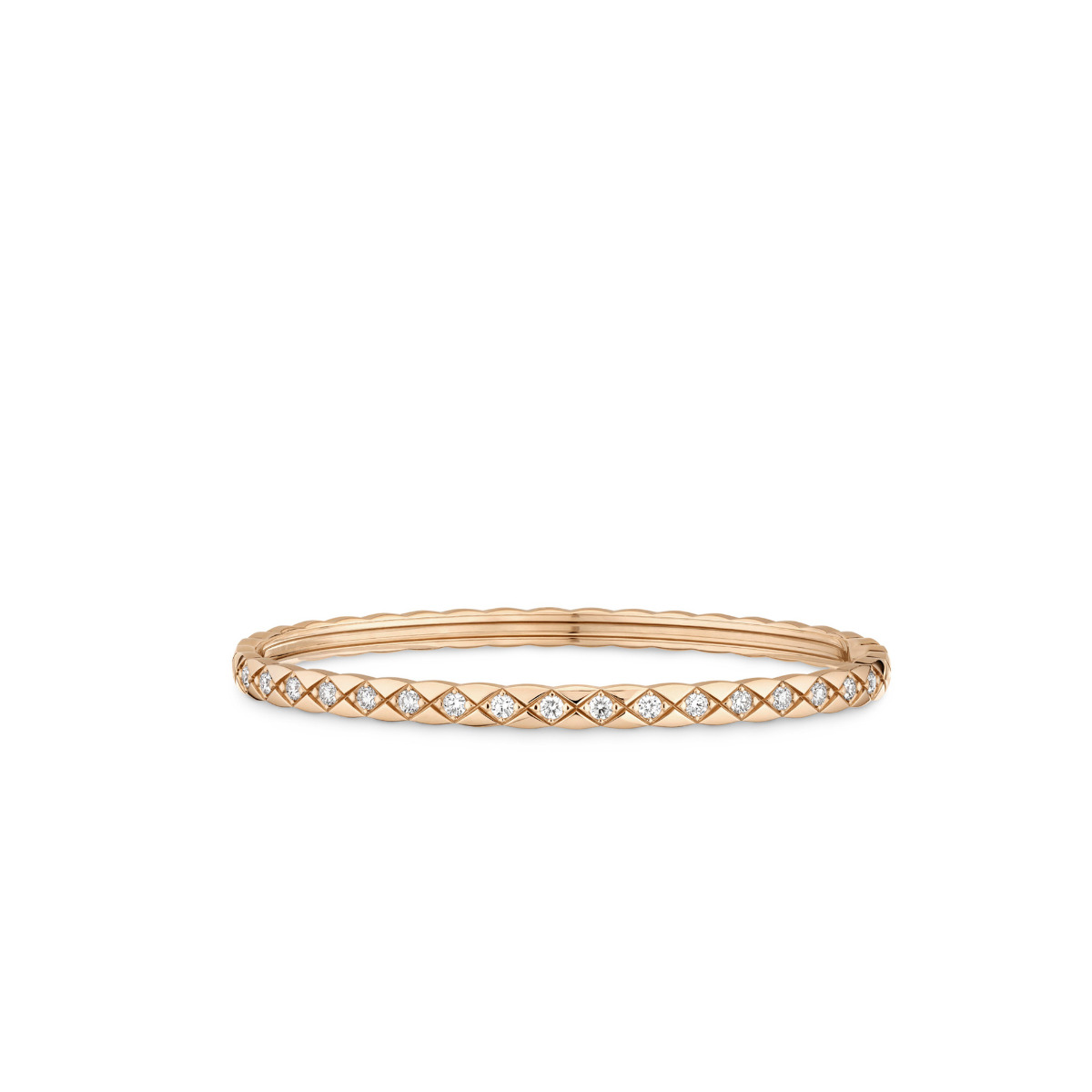 CHANEL COCO CRUSH 18k Beige Gold Mini Quilted Diamond Bracelet