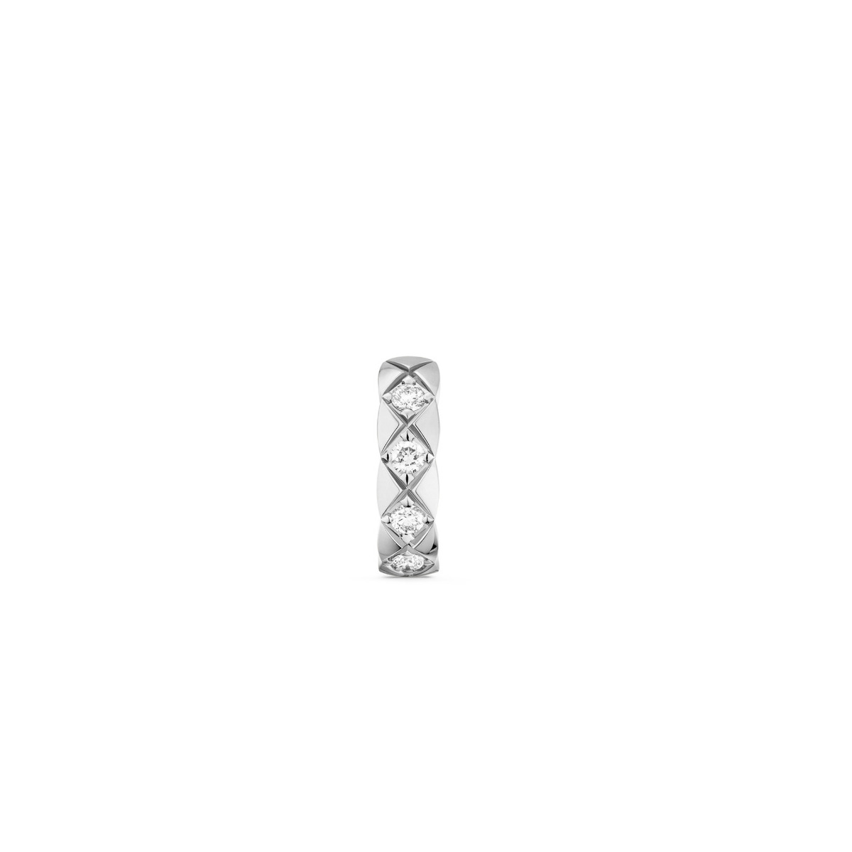 CHANEL COCO CRUSH 18k White Gold Quilted Diamond Single Earring