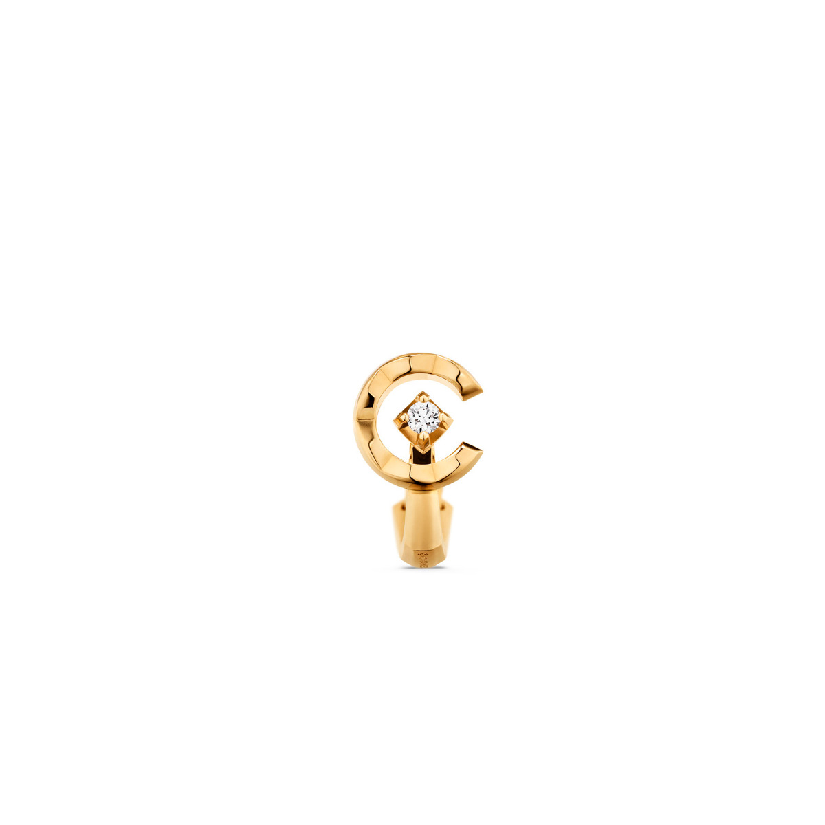 CHANEL COCO 18k Yellow Gold Quilted Diamond Single Earring