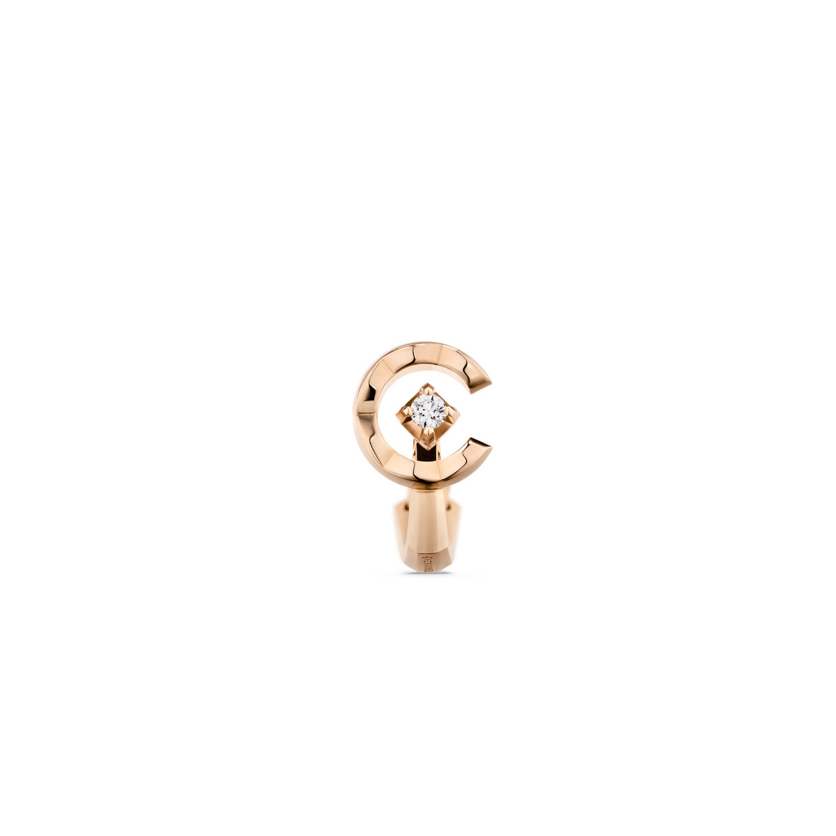 CHANEL COCO 18k Beige Gold Quilted Diamond Single Earring