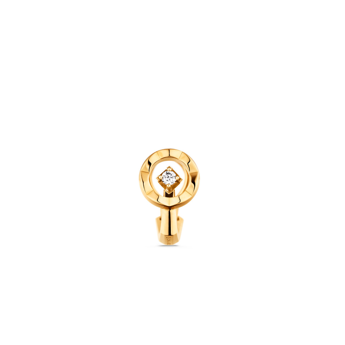 CHANEL COCO 18k Yellow Gold Quilted Diamond Single Earring