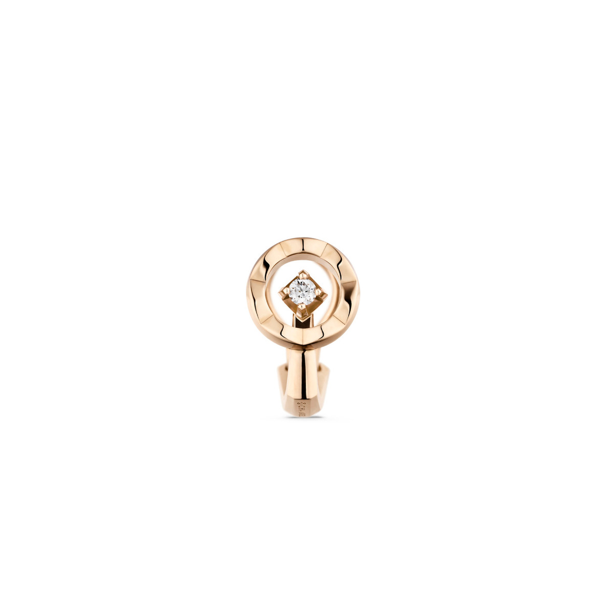 CHANEL COCO 18k Beige Gold Quilted Diamond Single Earring