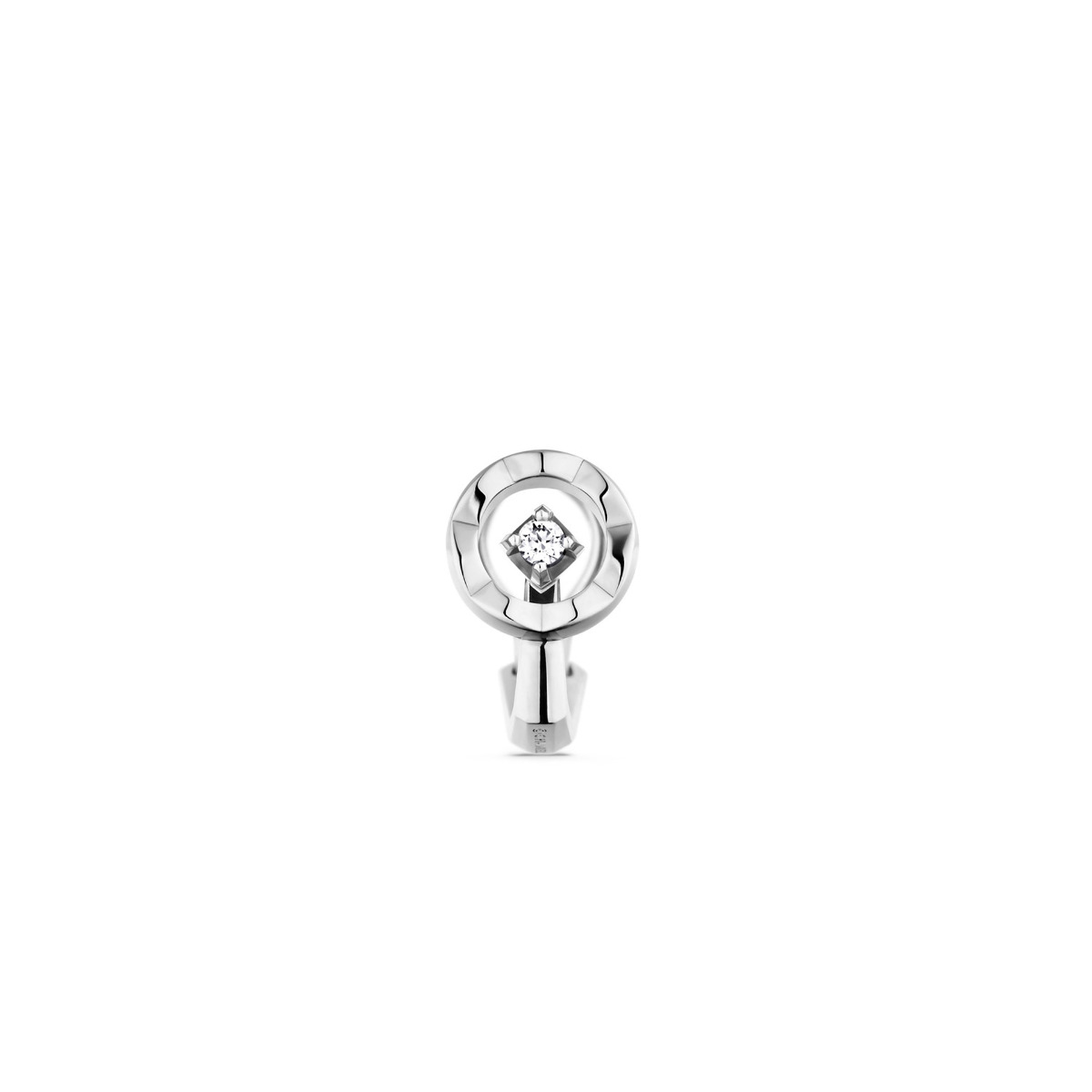 CHANEL COCO 18k White Gold Quilted Diamond Single Earring