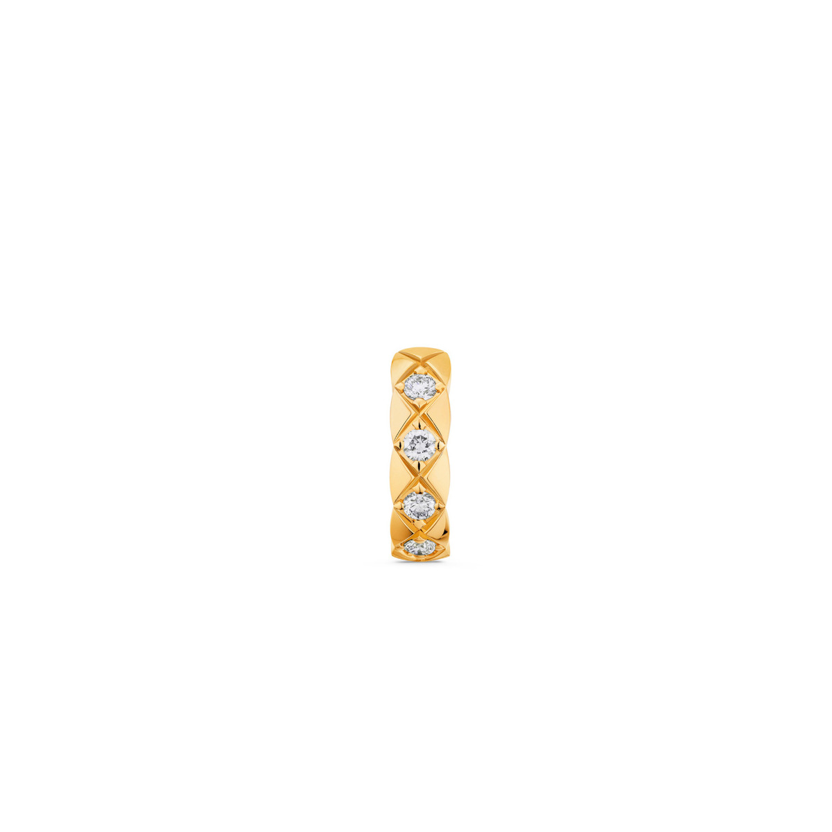 CHANEL COCO CRUSH 18k Yellow Gold Quilted Diamond Single Earring